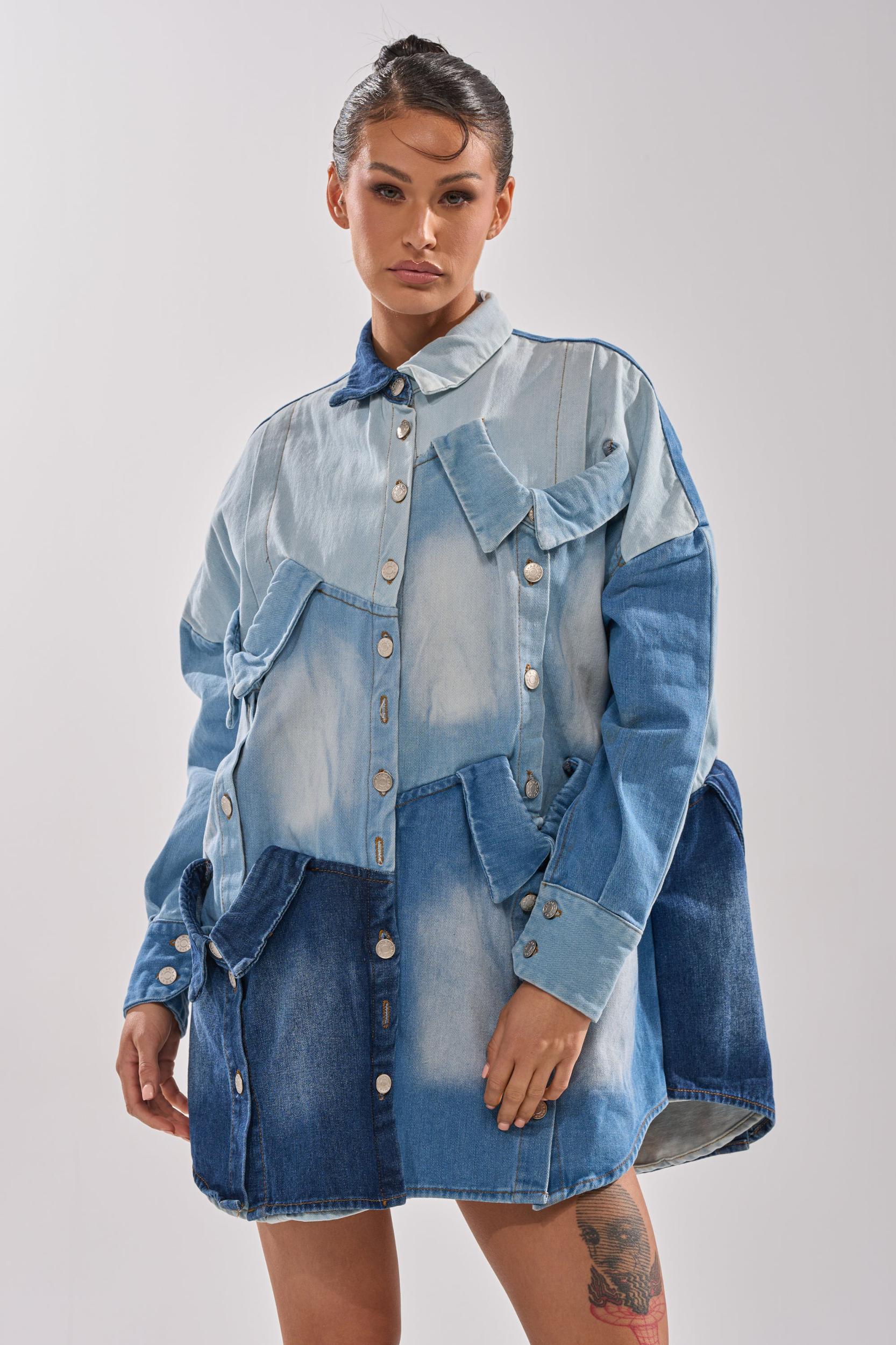 MONDAY BLUES DENIM MINI DRESS Product Image