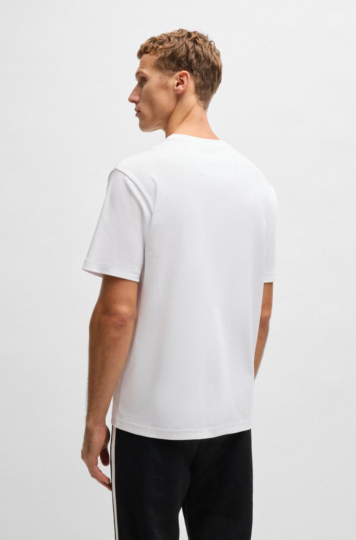 BOSS - Interlock-cotton T-shirt with circle artwork - White Product Image