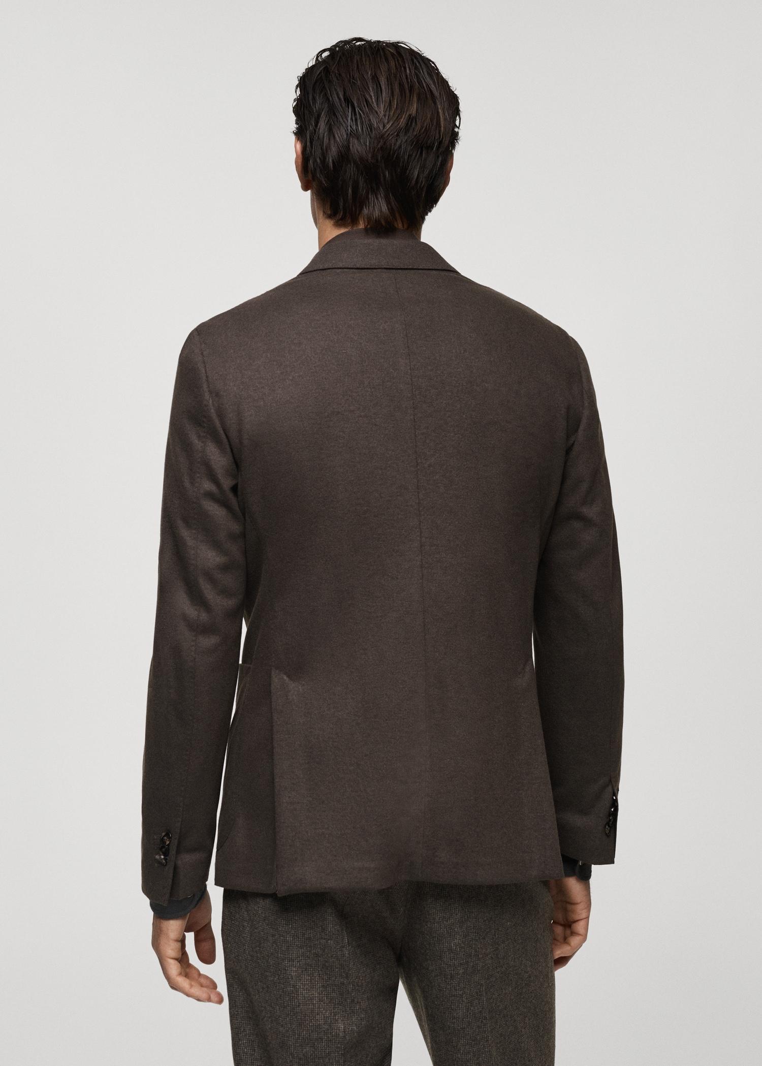 Flannel virgin wool double-breasted jacket - Men | MANGO USA Product Image