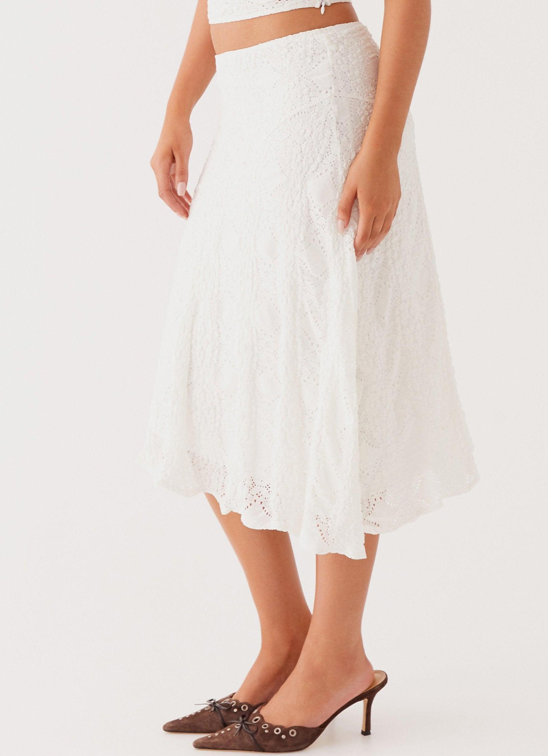 Diamond Sky Midi Skirt - White Product Image