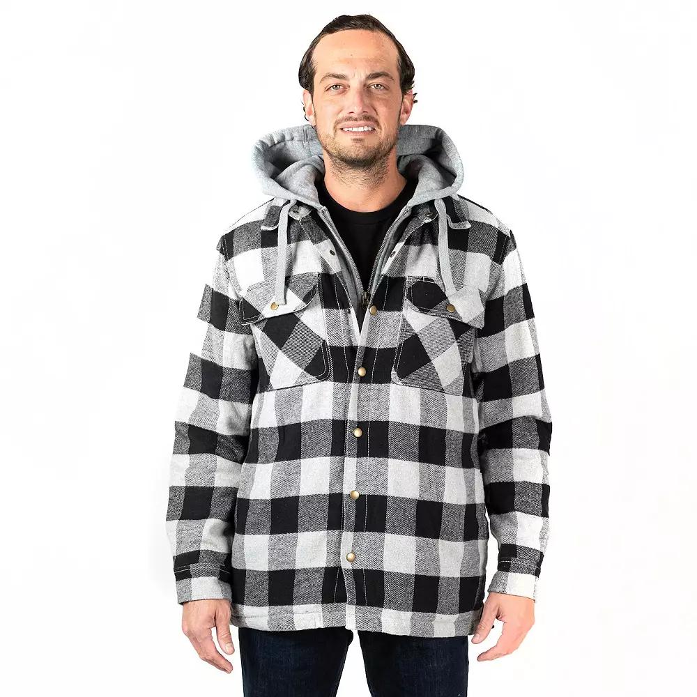 Men's Sonoma Goods For Life® Flannel Hooded Shirt Jacket, Size: XL, Buffalo Black Product Image