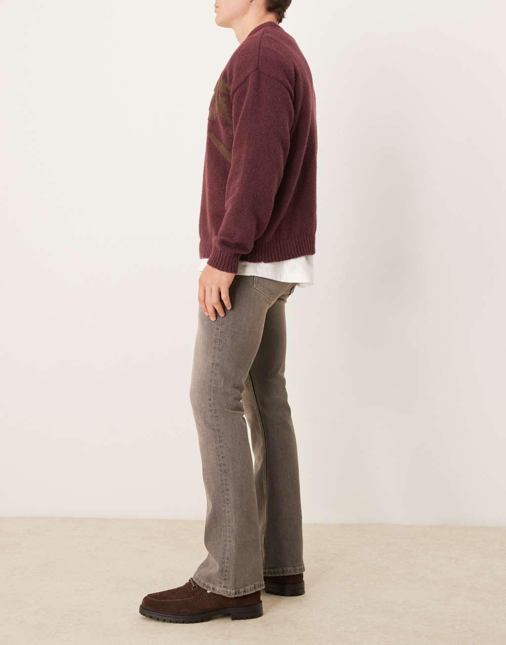 ASOS DESIGN stretch flare jeans in washed gray Product Image