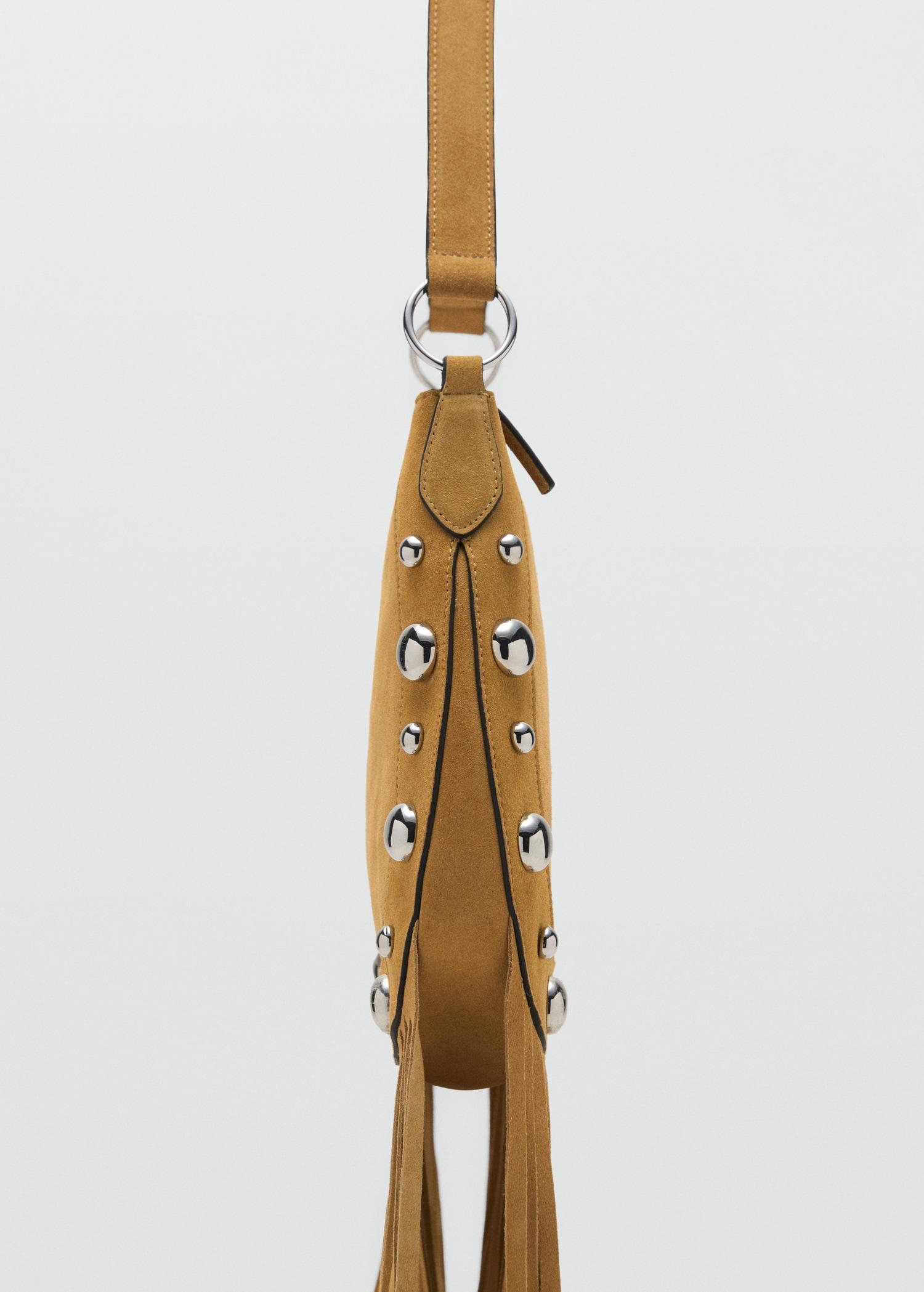 Suede bag with fringes and stud details - Women | MANGO USA Product Image