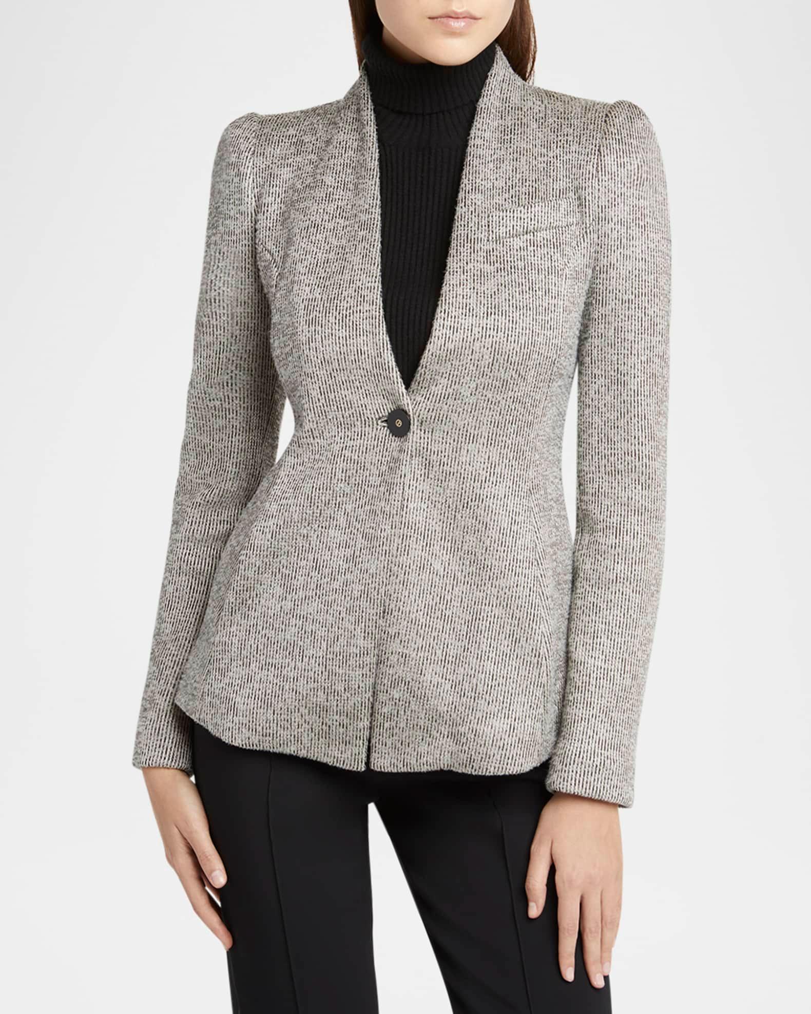 Textured Jersey Jacquard Single-Breasted Blazer Product Image