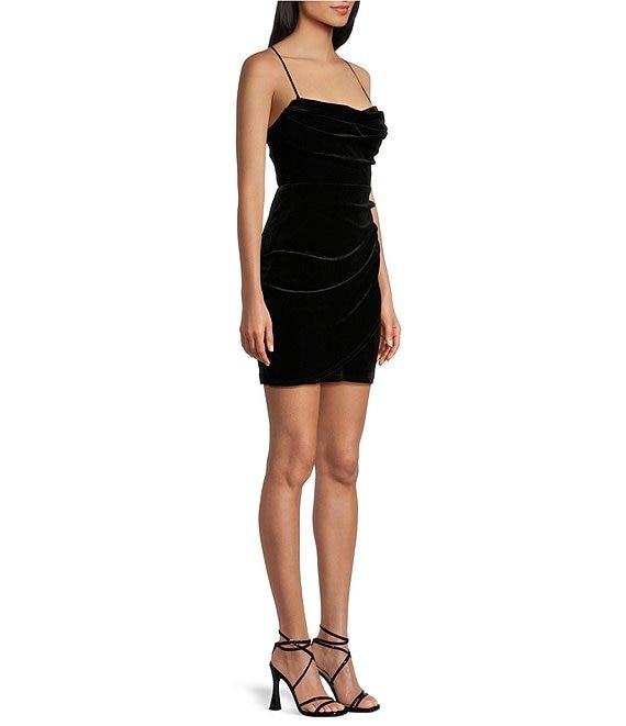 Honey and Rosie Spaghetti Ties Fitted Short Dress Product Image