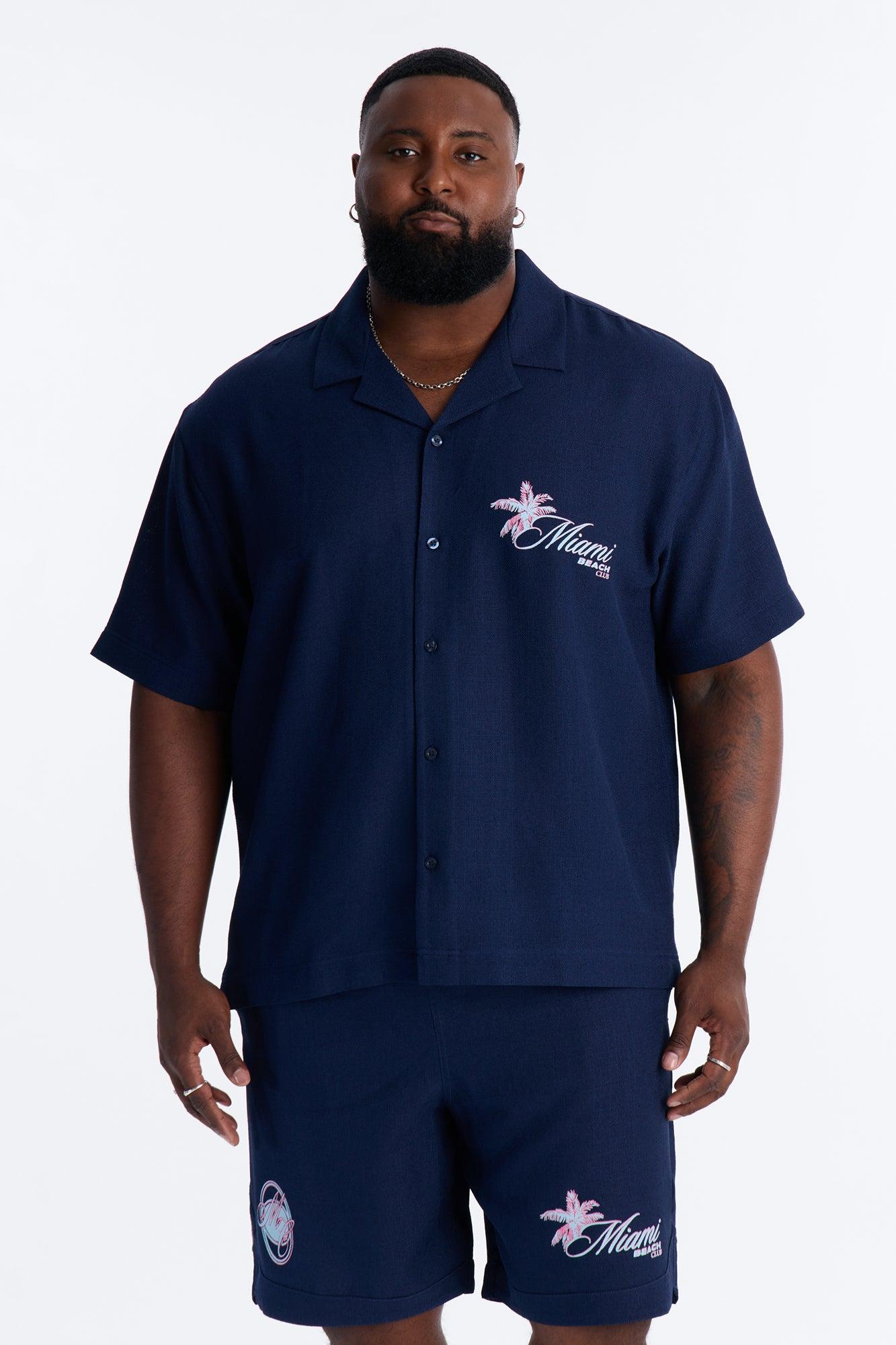 Miami Beach Club Button Up Shirt - Navy Male Product Image