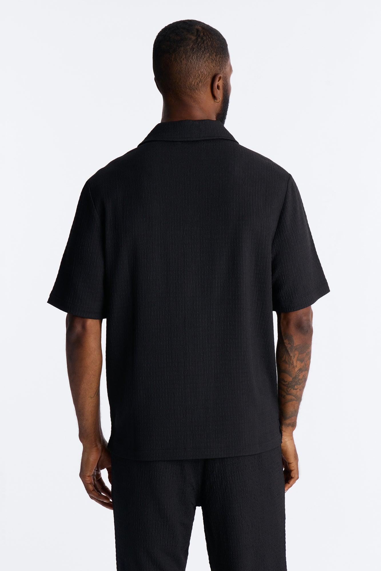 Burton Cuban Collar Button Up Shirt - Black Male Product Image
