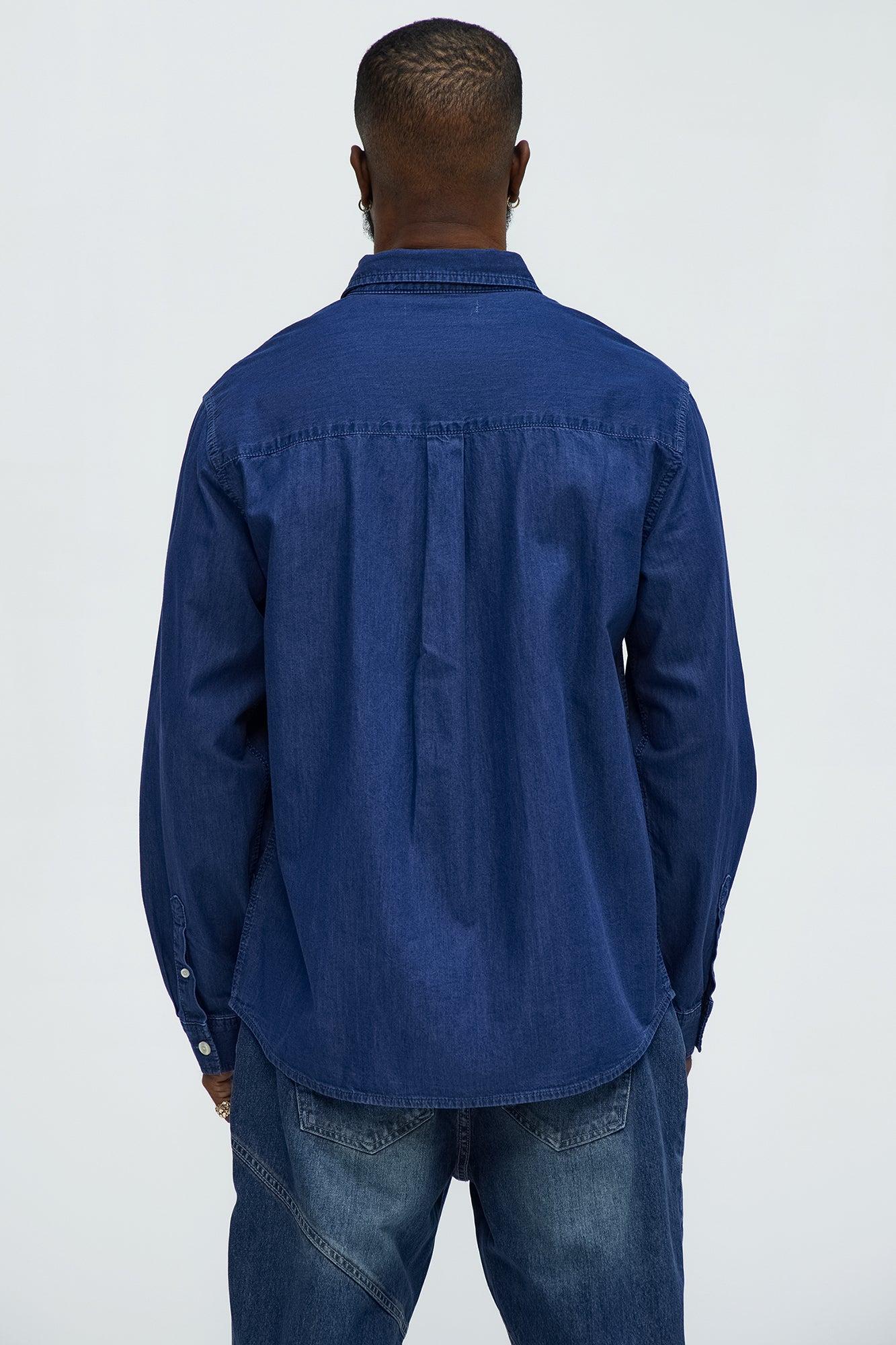 Chambray Long Sleeve Shirt - Dark Wash Product Image