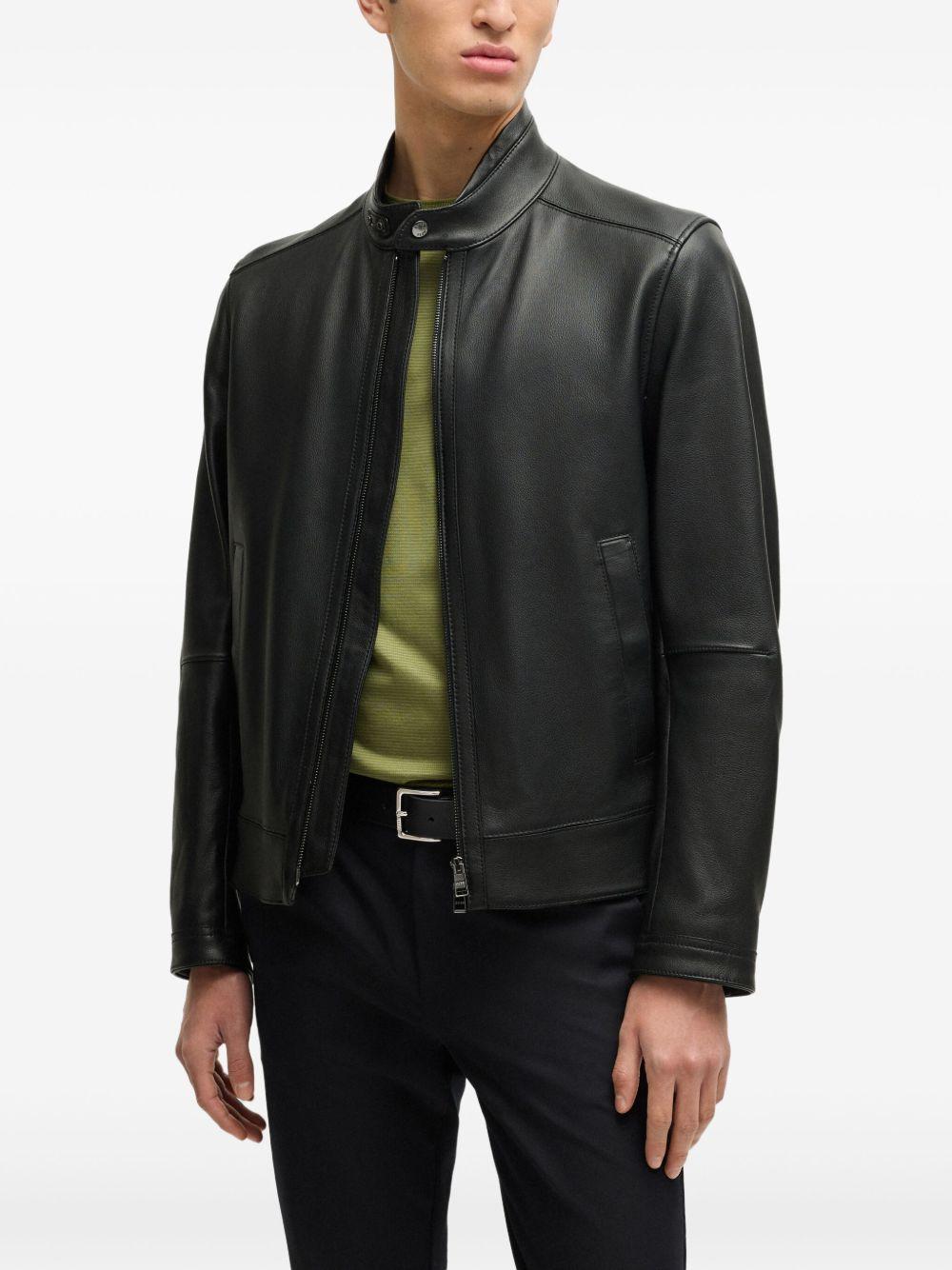 zip-up leather jacket Product Image