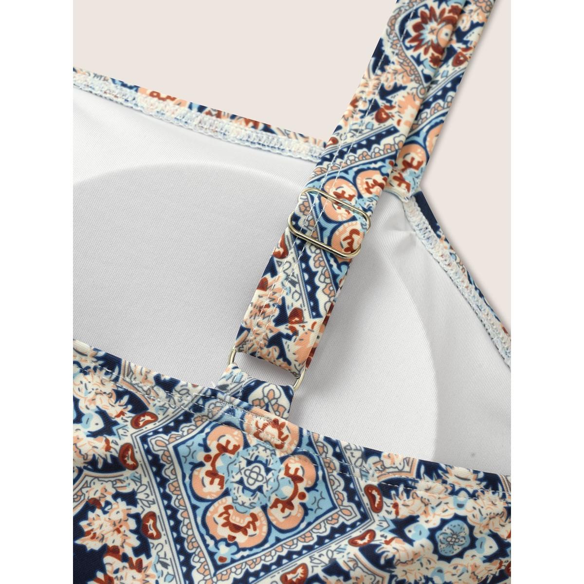 Plus Size Bandana Print Ruched Cami One Piece Swimsuit Women's Swimwear Multicolor Beach Non Curve Bathing Suits High stretch One Pieces BloomChic 22-24/3X Product Image