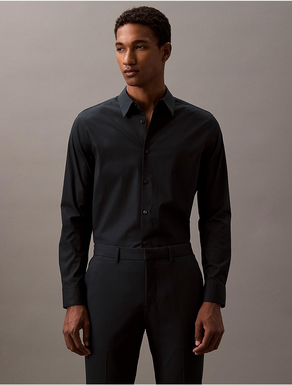 Calvin Klein Mens Slim Stretch Shirt - Navy Product Image