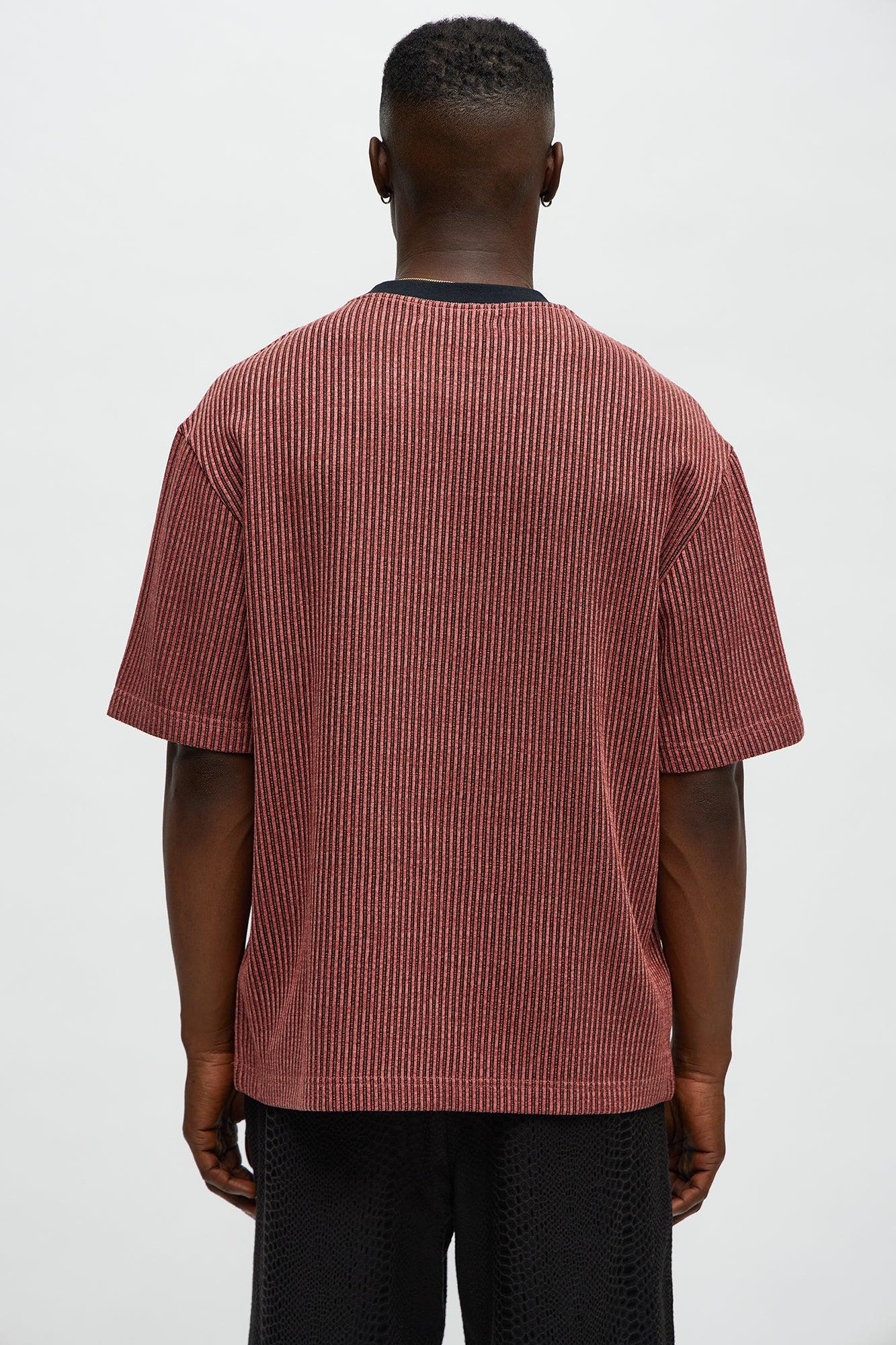 Relaxed Success Magnet Knitted Crewneck Tee - Mauve/combo Product Image