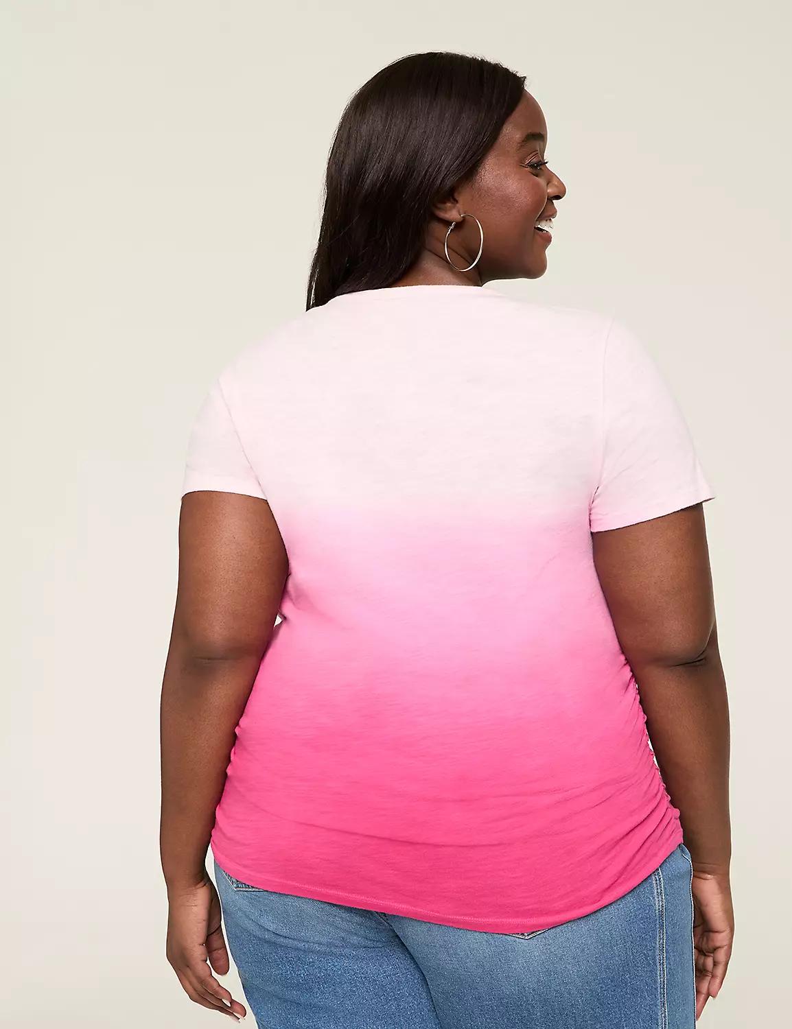 Short-Sleeve V-Neck Side-Ruched Tee Product Image