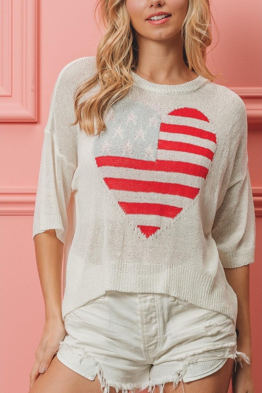 Heart Flag Knit Top Product Image