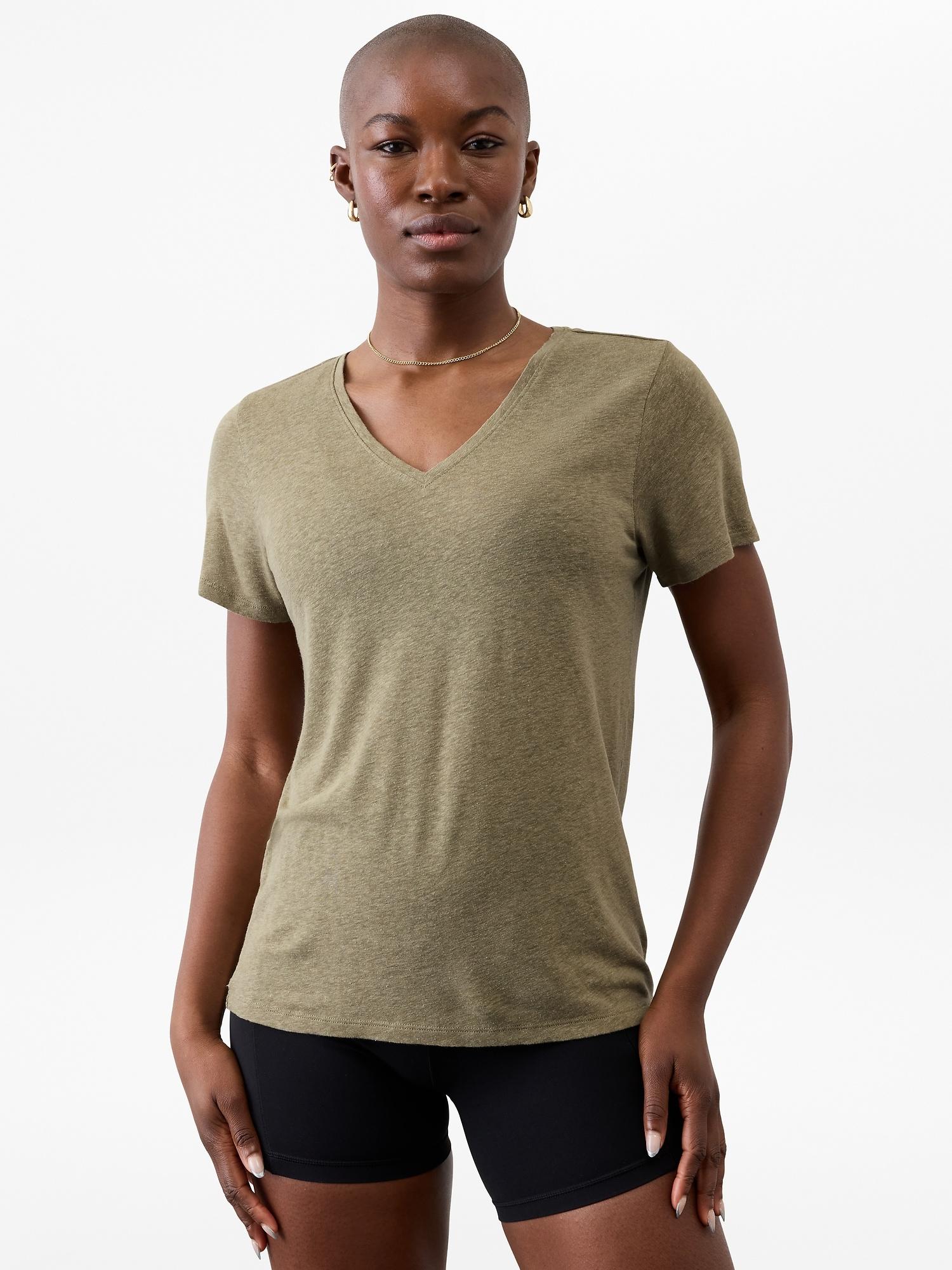 Getaway Linen Blend V-Neck Tee Product Image