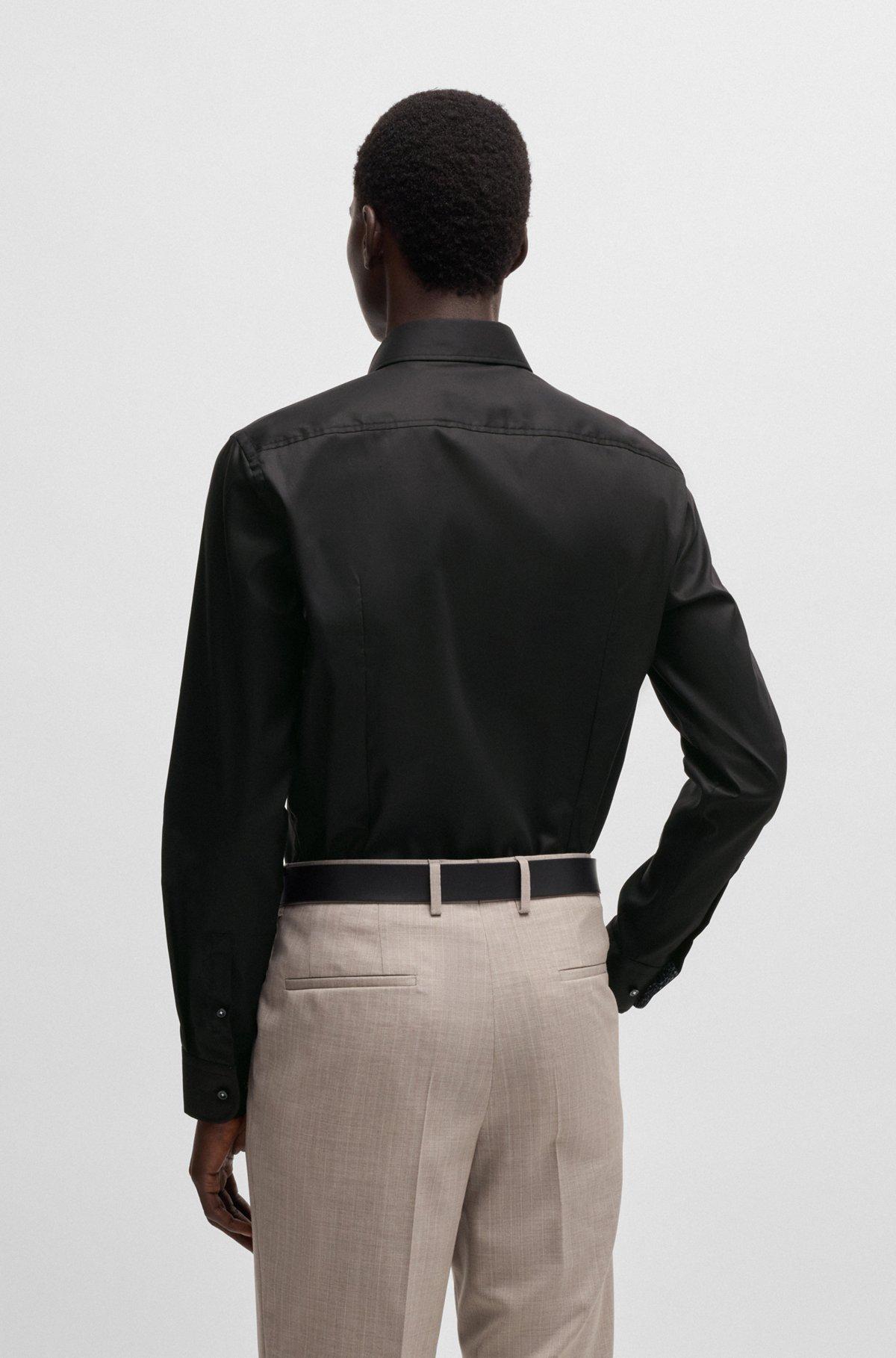 Slim-fit shirt in easy-iron cotton poplin Product Image