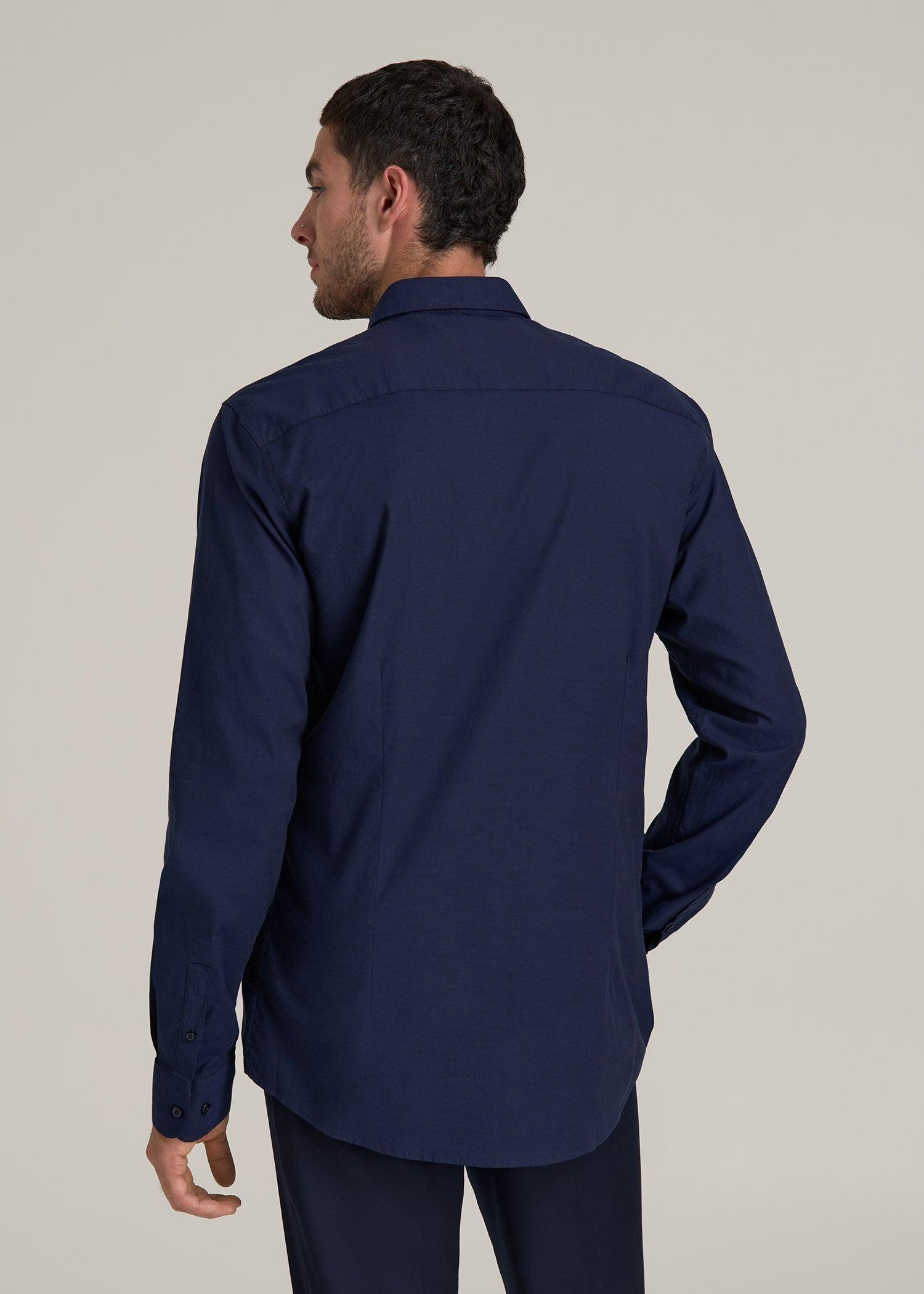 Oskar Button-Up Dress Shirt for Tall Men in Deep Blue Mix Male Product Image