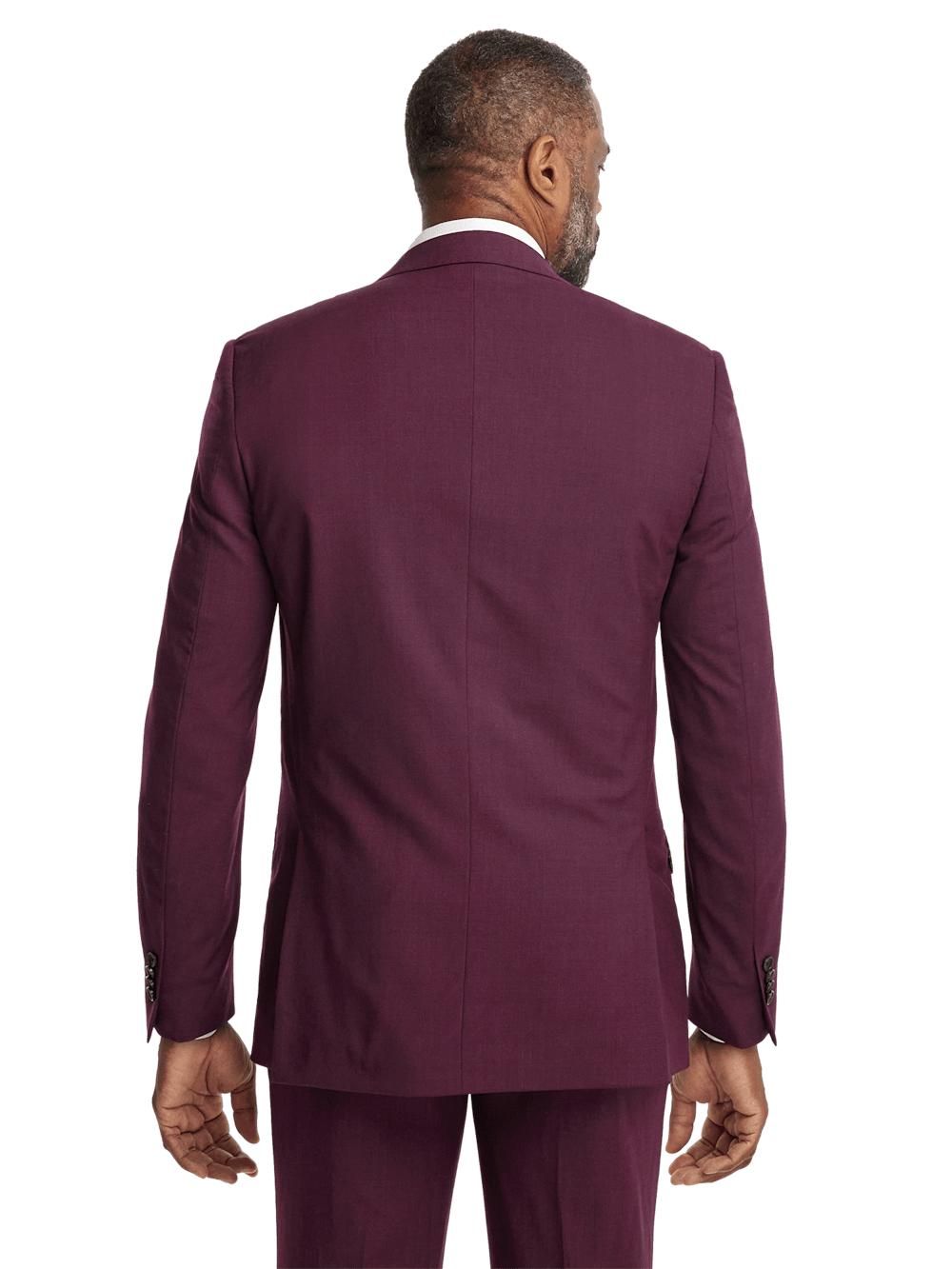 Wool Stretch Bengaline Single Breasted Peak Lapel Suit - Plum Product Image