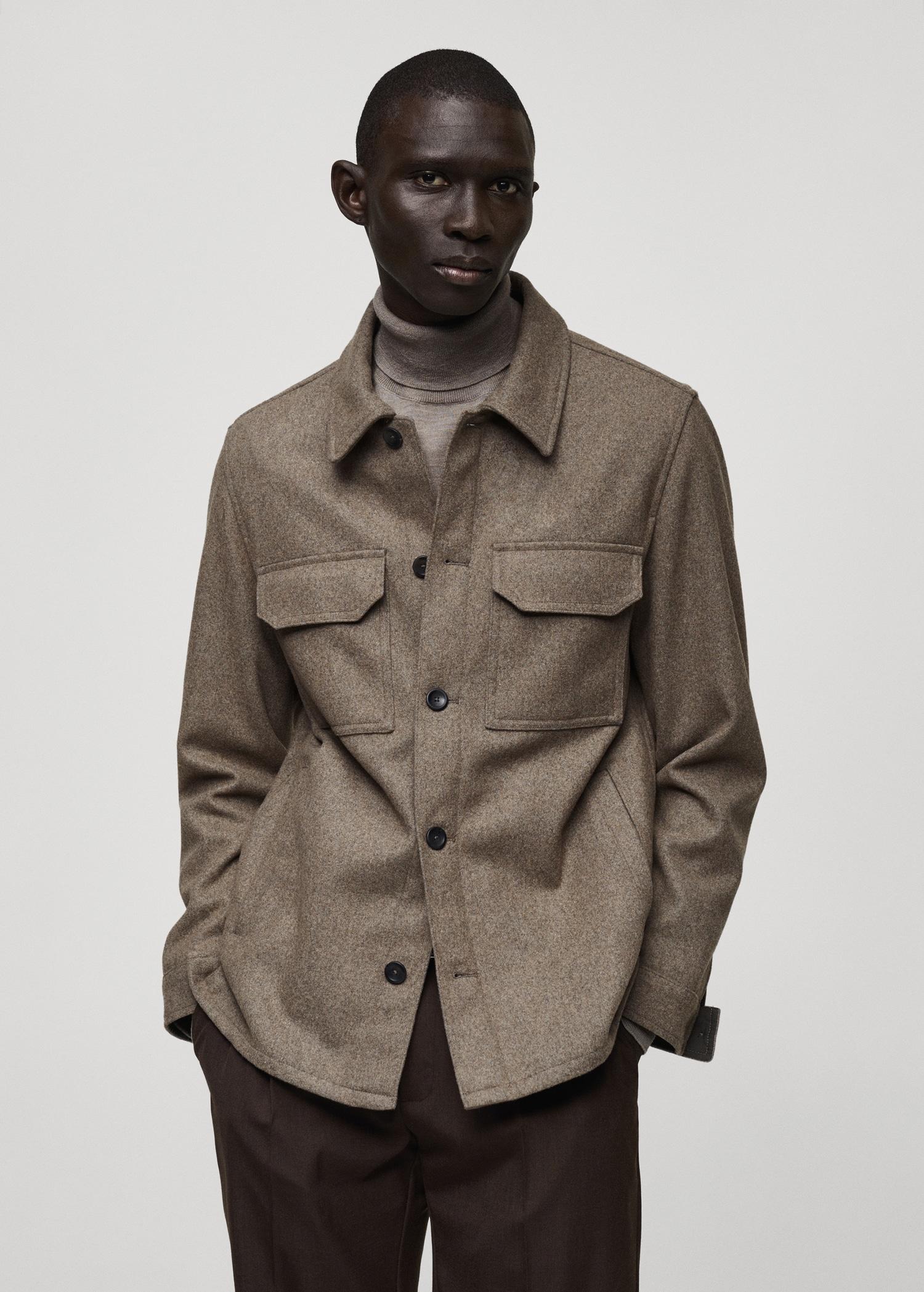 Flannel wool-blend overshirt - Men | MANGO USA Product Image