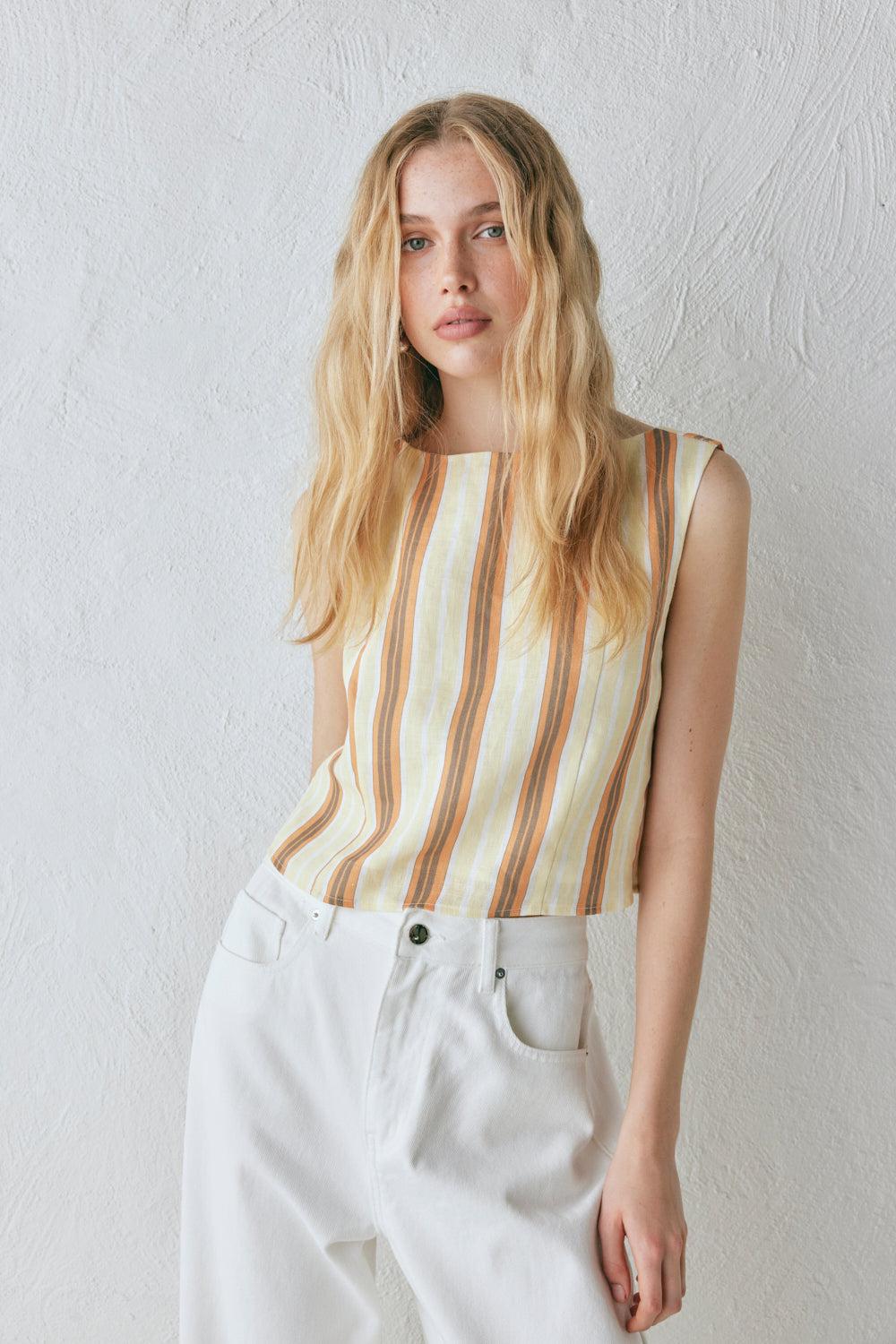Ama Linen Top Stripe Product Image