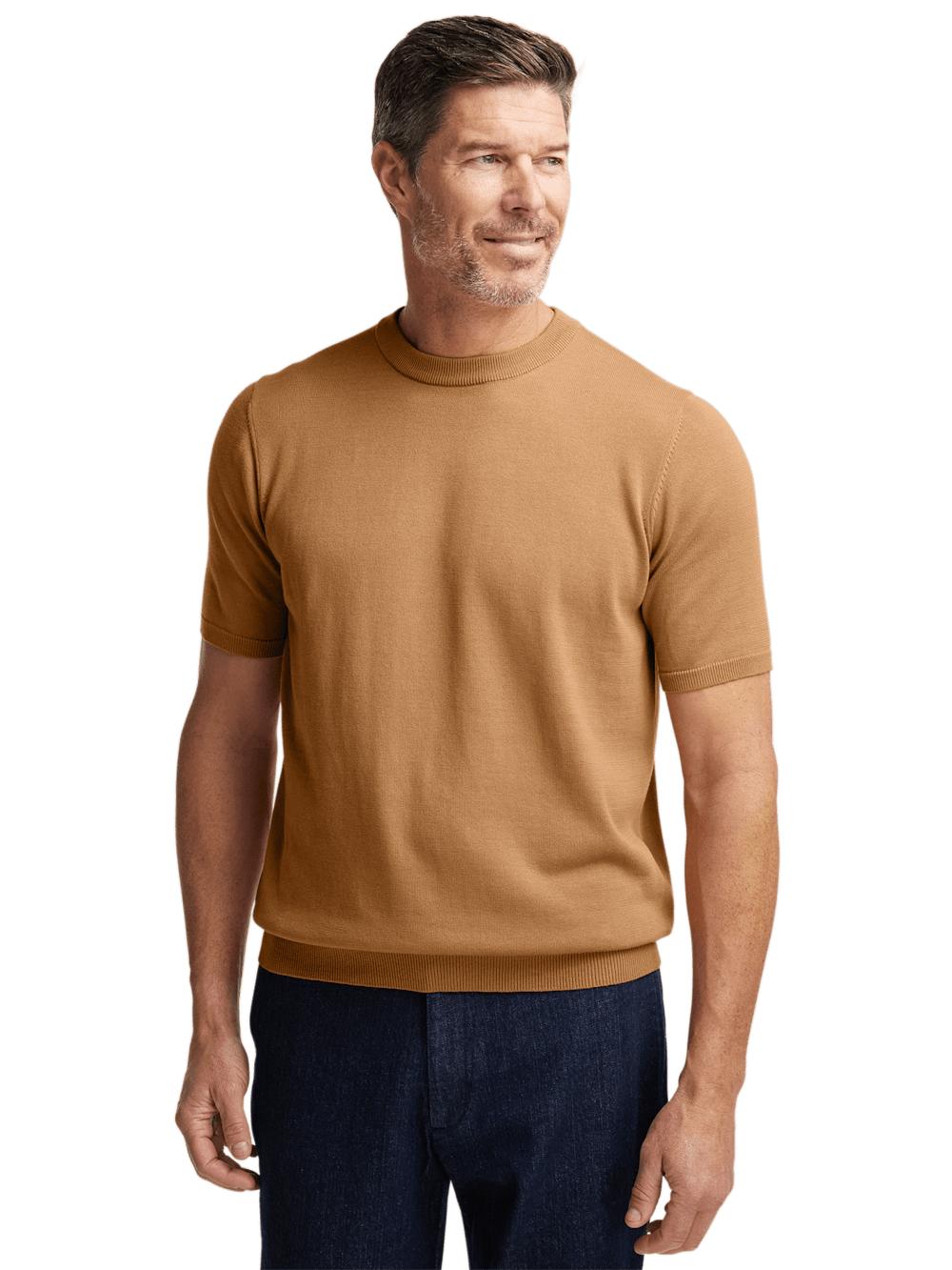 Supima Cotton Crew Neck Sweater - Light Brown Product Image