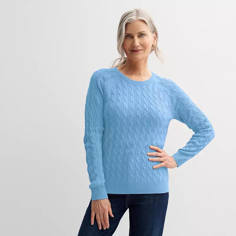 Petite Croft & Barrow® The Extra Soft Cabled Crewneck Sweater, Women's,  Product Image