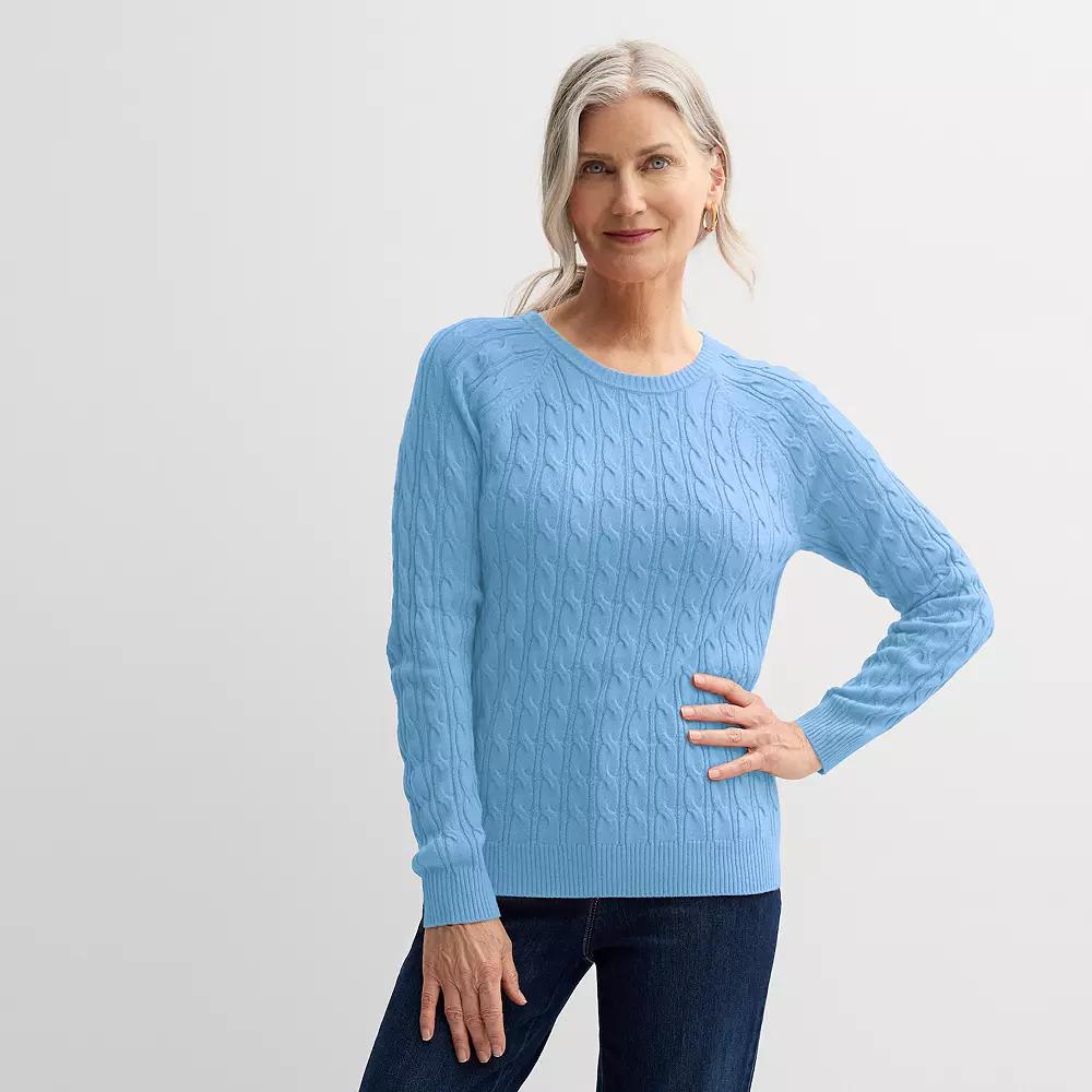Petite Croft & Barrow® The Extra Soft Cabled Crewneck Sweater, Women's,  Product Image