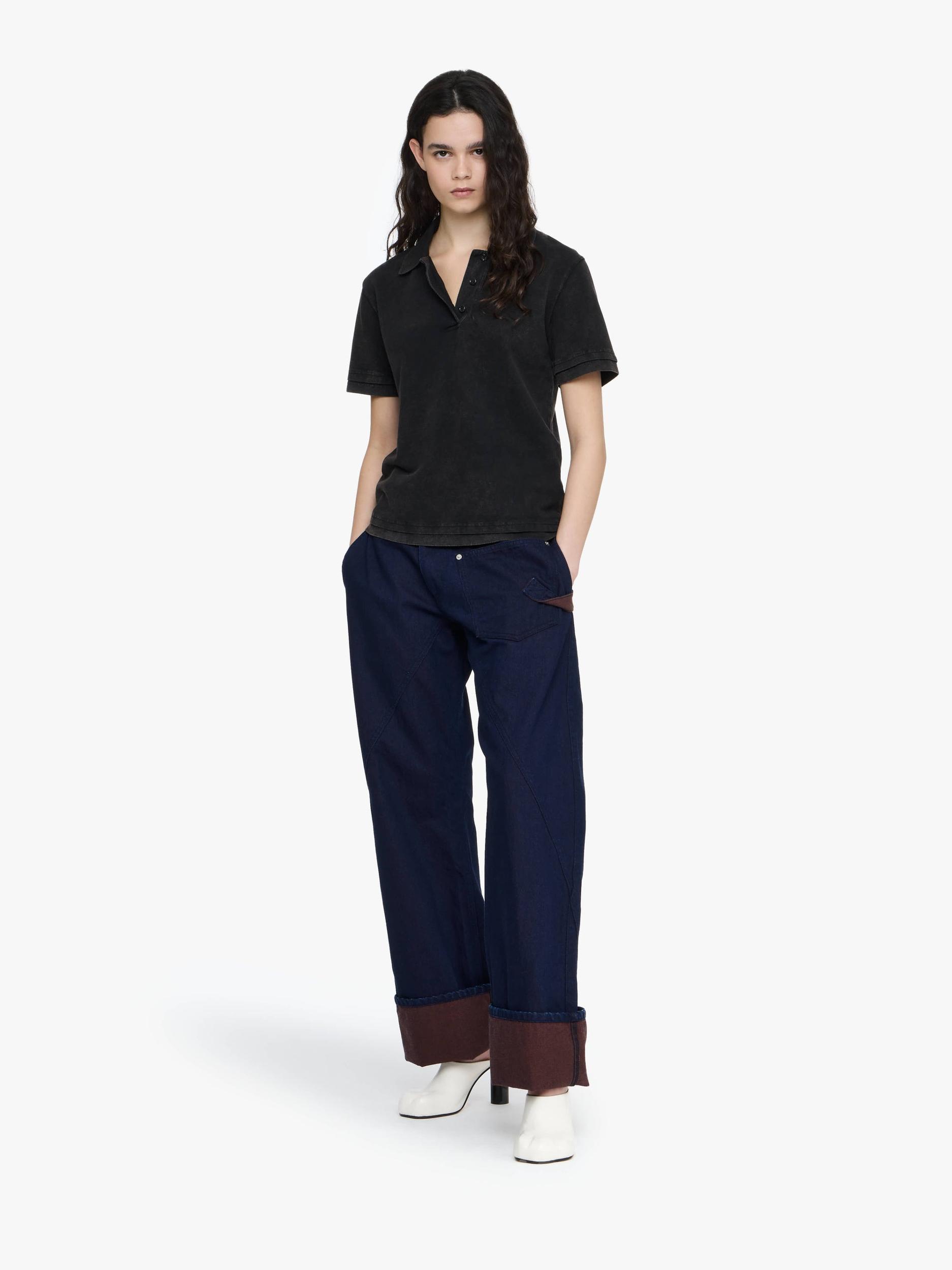 LAYERED SHORT SLEEVE POLO TOP Product Image