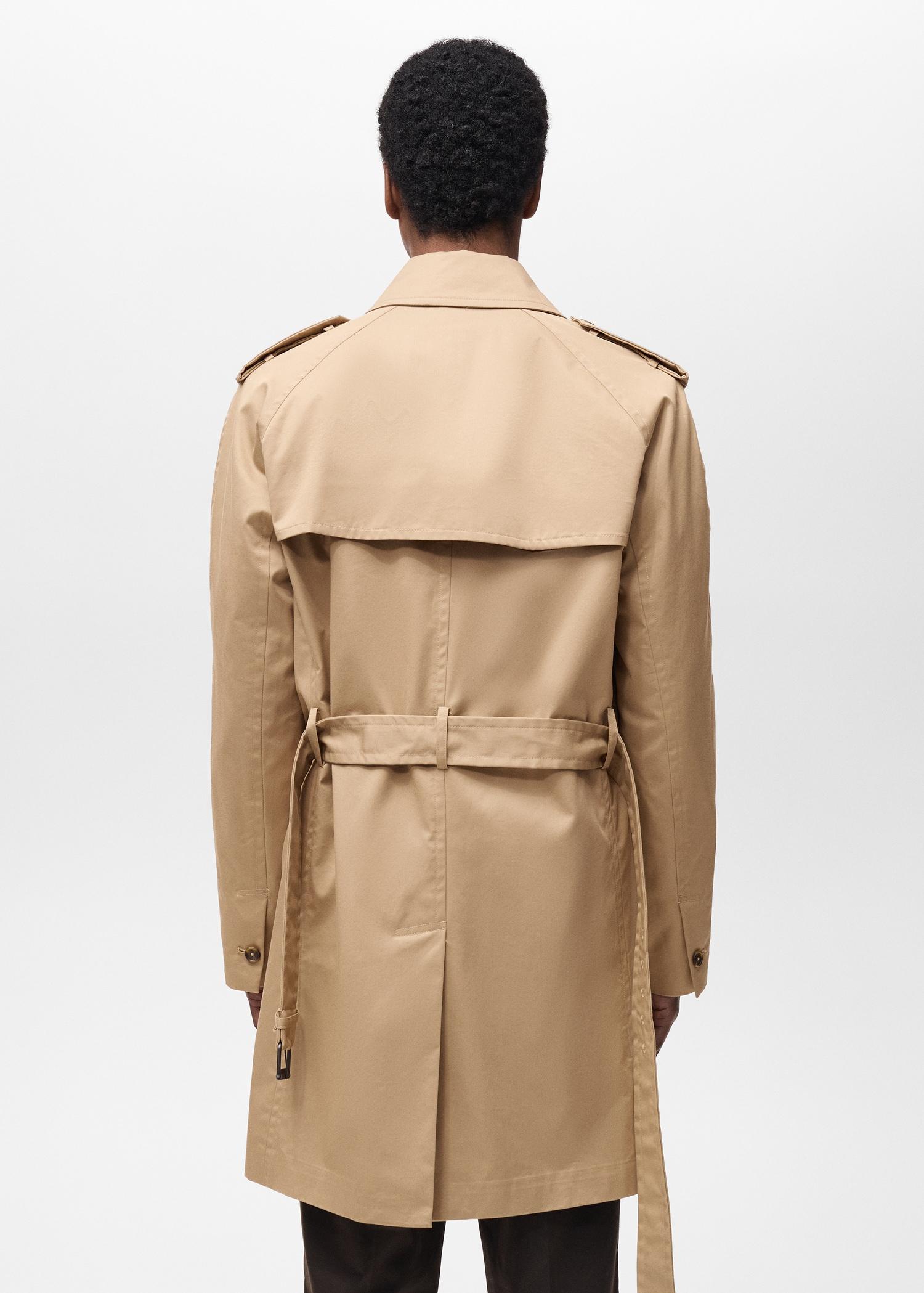 Water-repellent belted trench coat - Men | MANGO USA Product Image