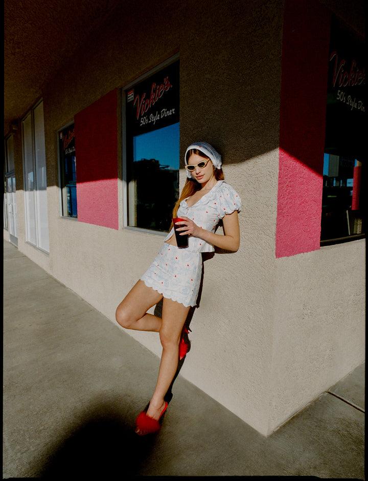 Livia Linen Mini Skirt — White Product Image