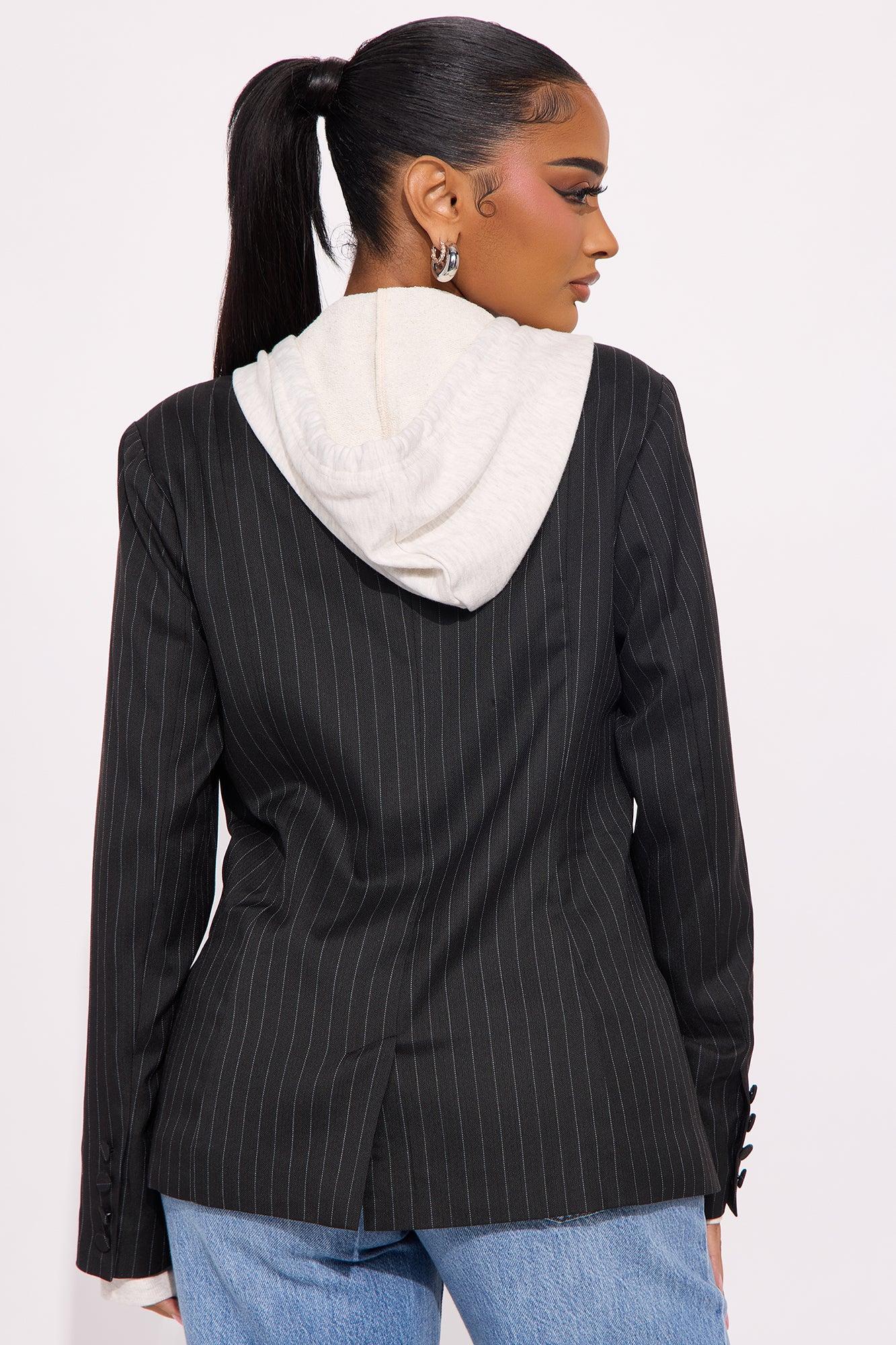 Office Mood Pinstripe Blazer - Black Product Image