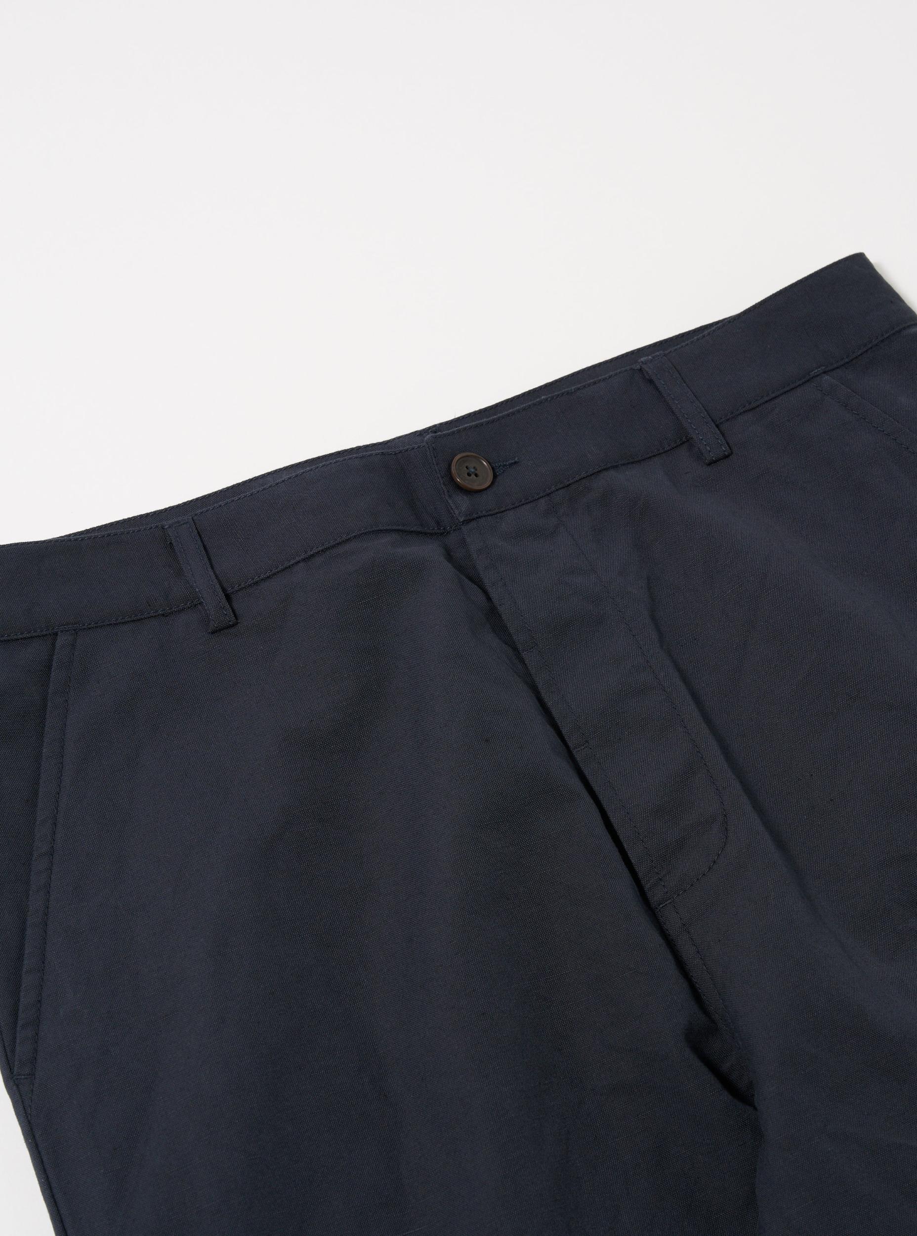 Universal Works Military Chino in Navy Linen Slub Weave Product Image