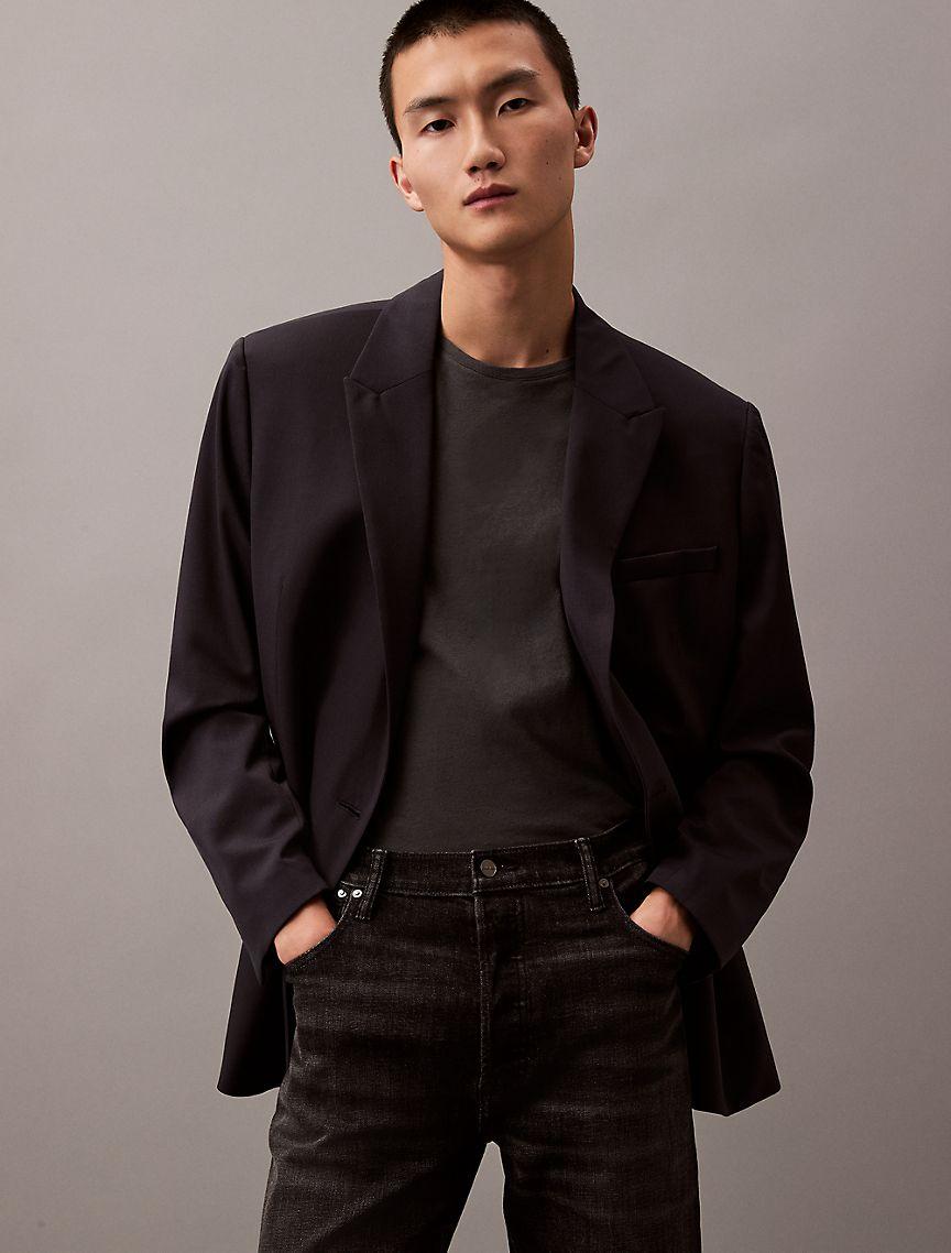 Double-Breasted Wool Gabardine Blend Blazer Product Image