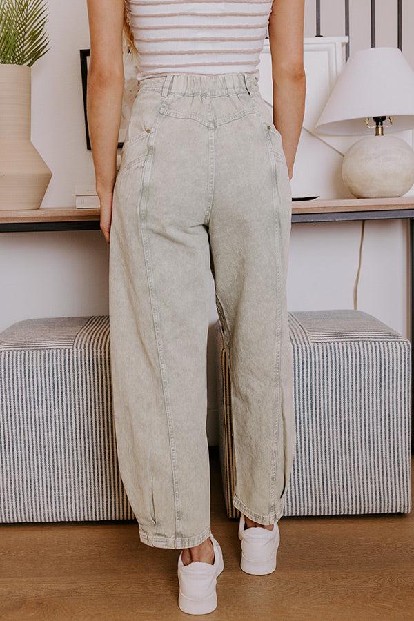 The Sadie Midrise Vintage Wash Barrel Jean in Sage Product Image