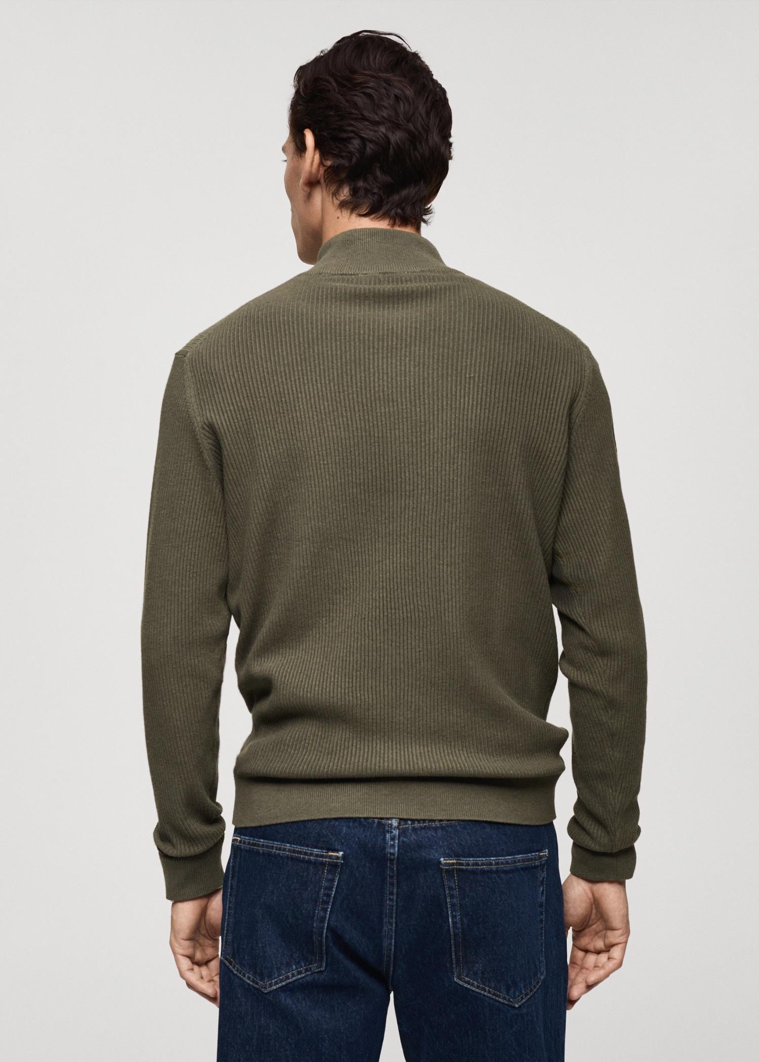 Ribbed sweater with zip neck - Men | MANGO USA Product Image