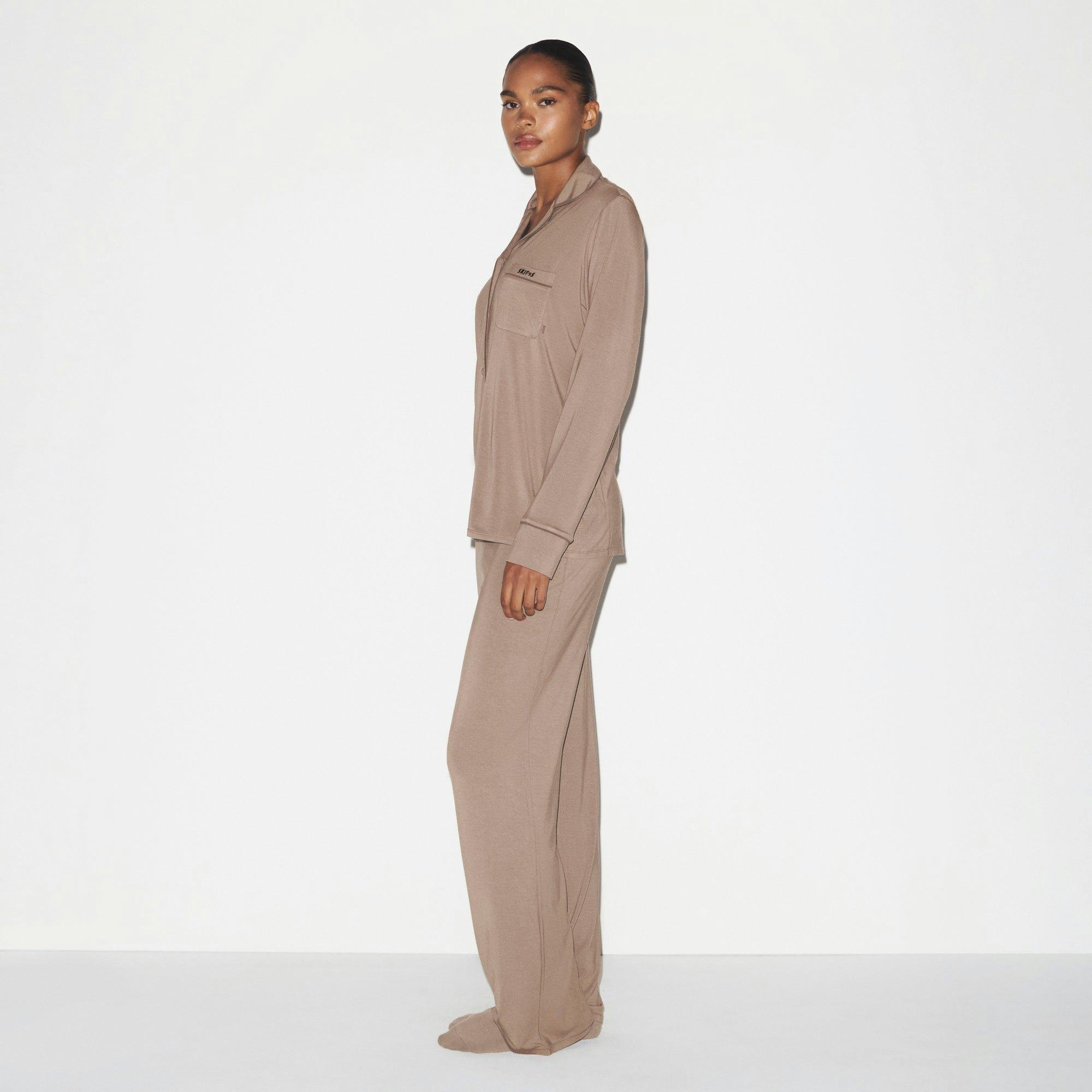 SKIMS SLEEP LONG SLEEVE BUTTON UP SET | FOSSIL Product Image