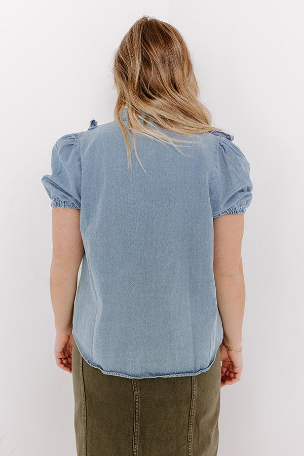 Sweetly Simple Denim Ruffle Top Product Image