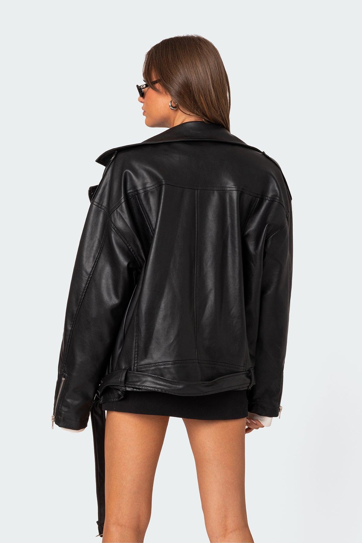 Wrenley Oversized Faux Leather Jacket Product Image