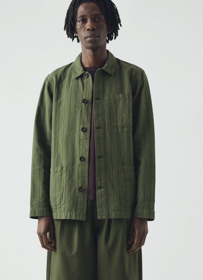 Arlo Overdyed Stripe Cotton Linen Jacket | Basil Product Image