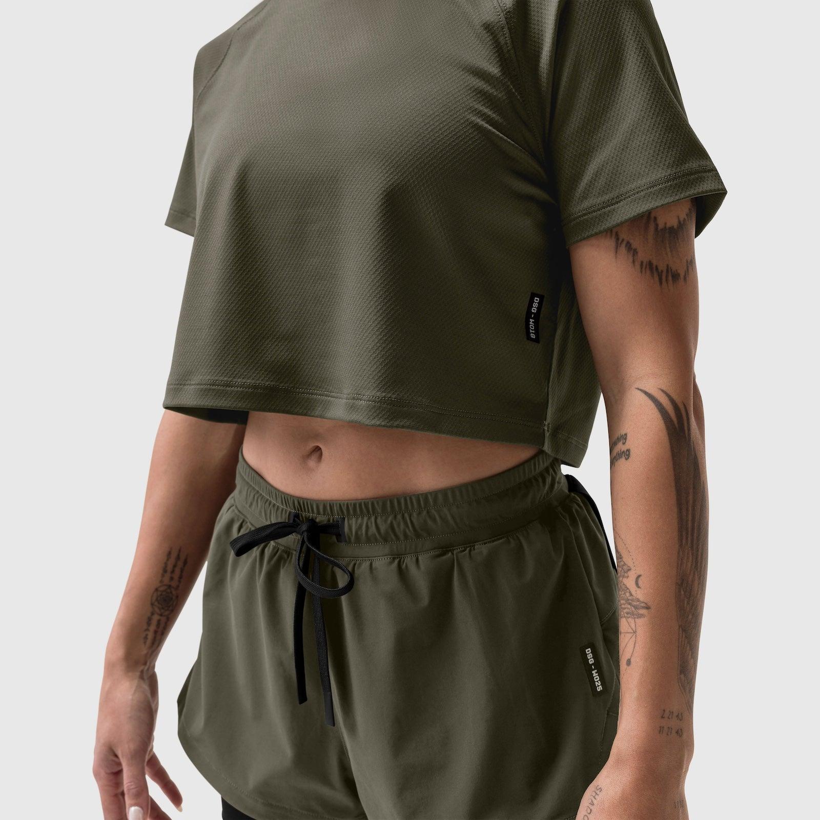 W018. AeroSilver® Cropped Tee - Olive Product Image