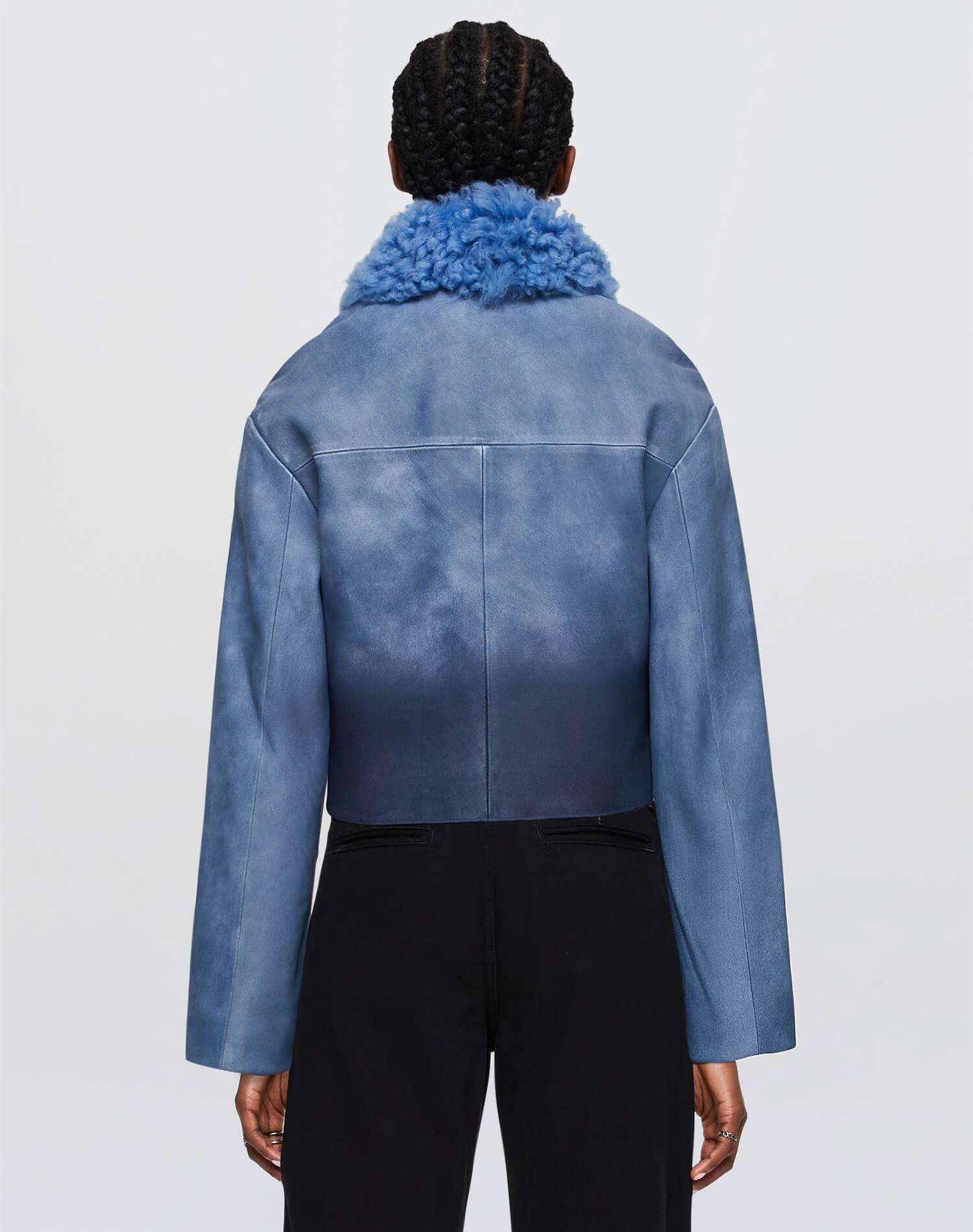 Distressed Aviator Shearling - Stone Blue Product Image