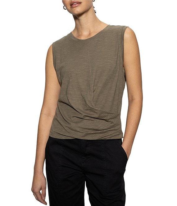 Sanctuary Crew Neck Sleeveless Draped Tank Product Image