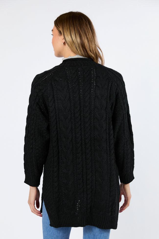Sweet Nothings Black Chunky Cable Knit Cardigan FINAL SALE Product Image