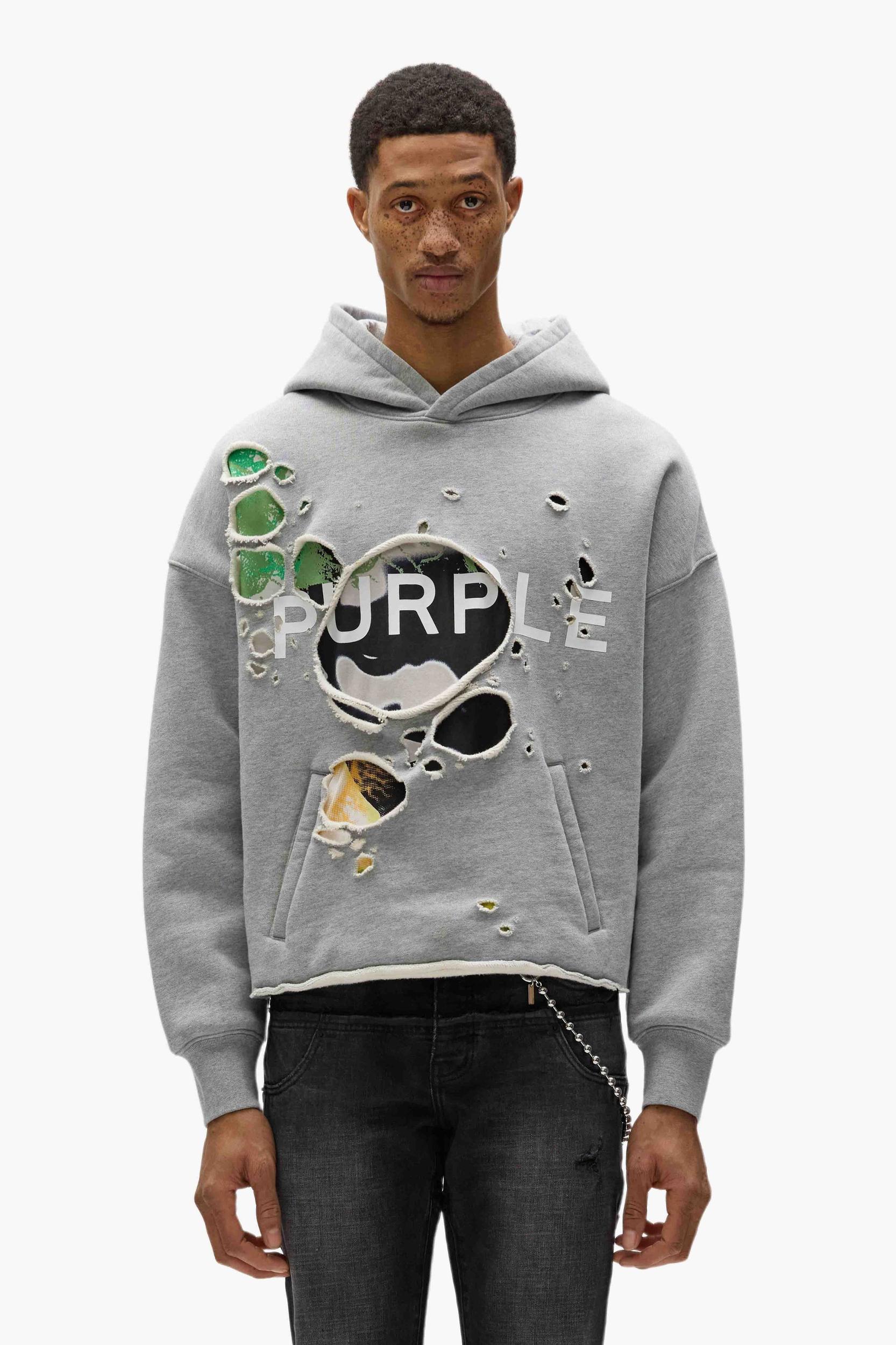 Purple Brand Distressed Cropped Hoodie Product Image