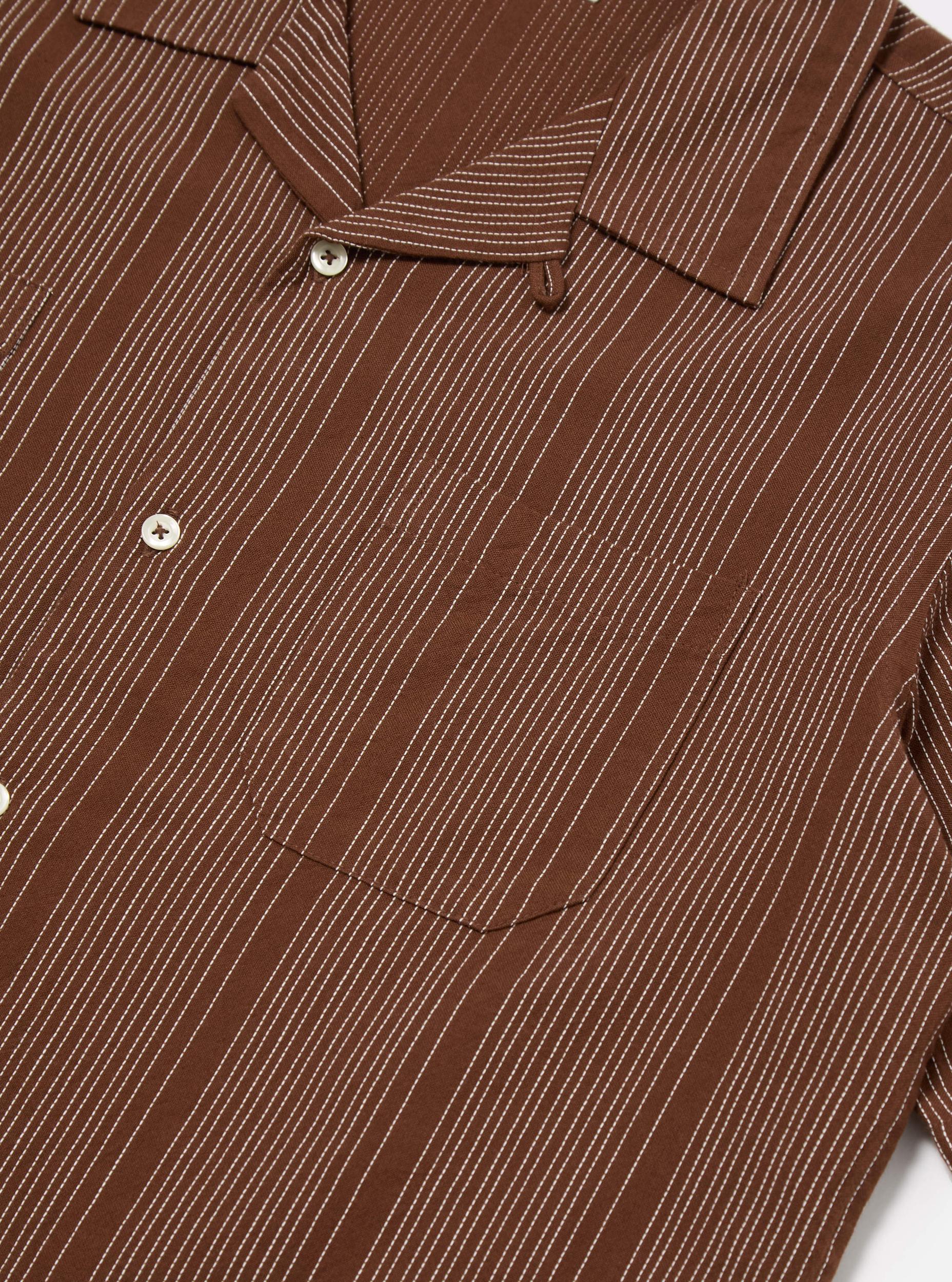 Universal Works Sal Road Shirt in Brown Kantha Stripe Product Image
