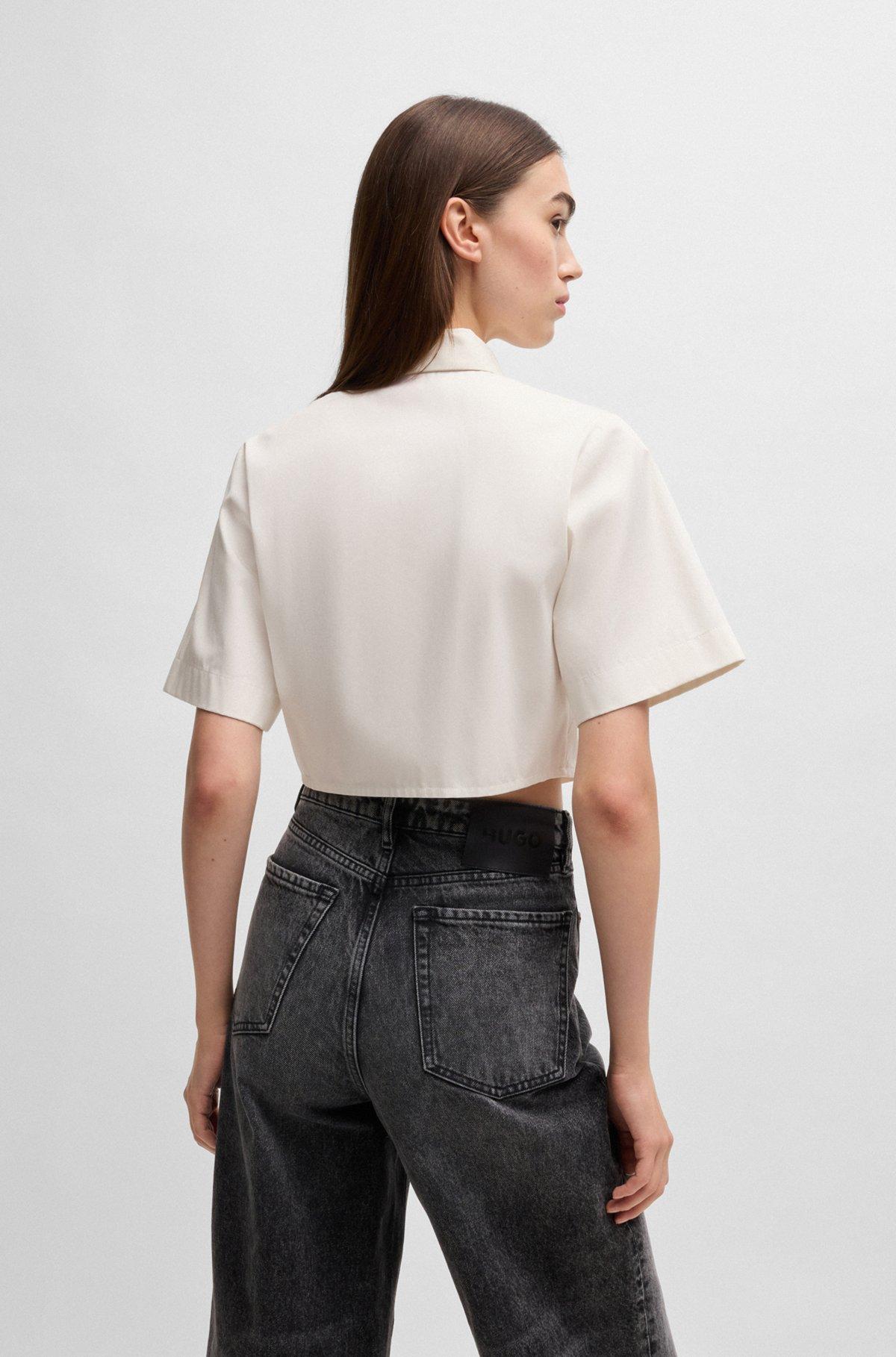 Cropped blouse in cotton twill Product Image