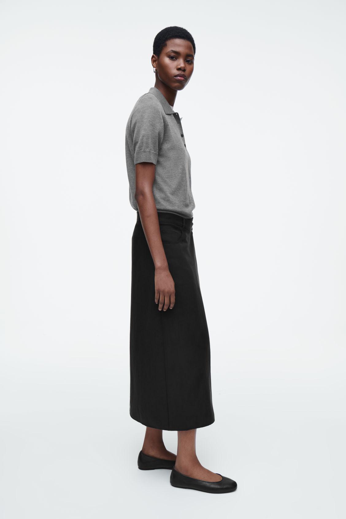 ASYMMETRIC FLUID MIDI SKIRT Product Image