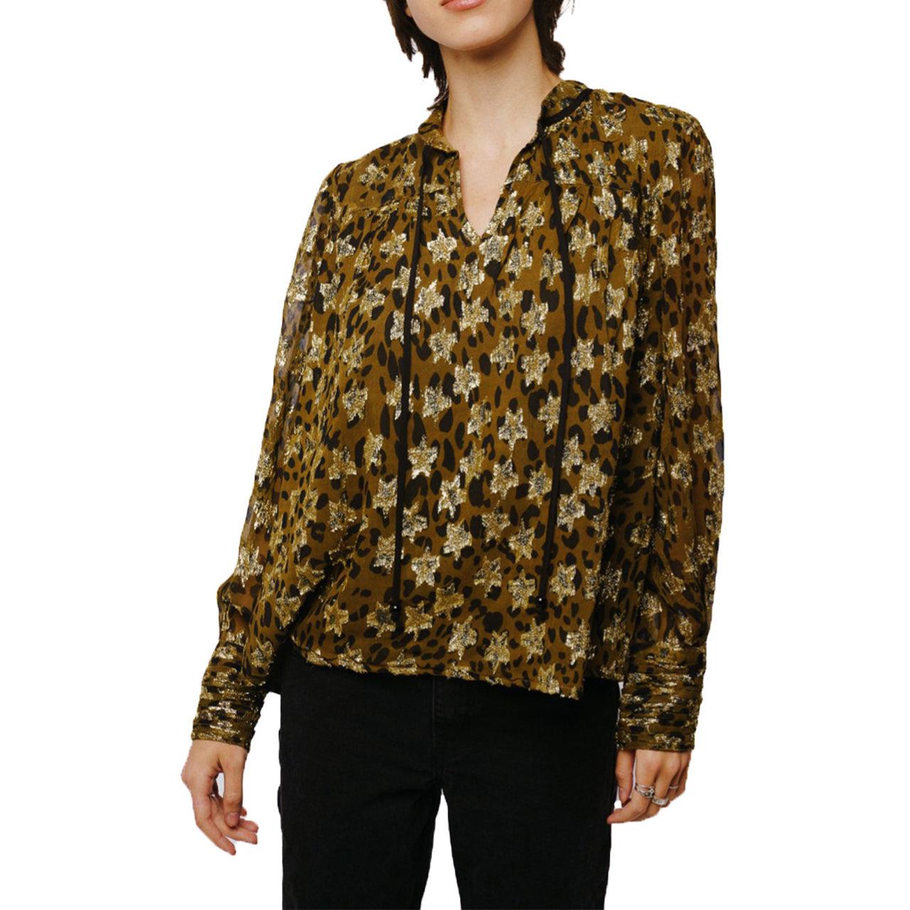 Rosalie Shirred Effect Cuff Sleeve Top Product Image