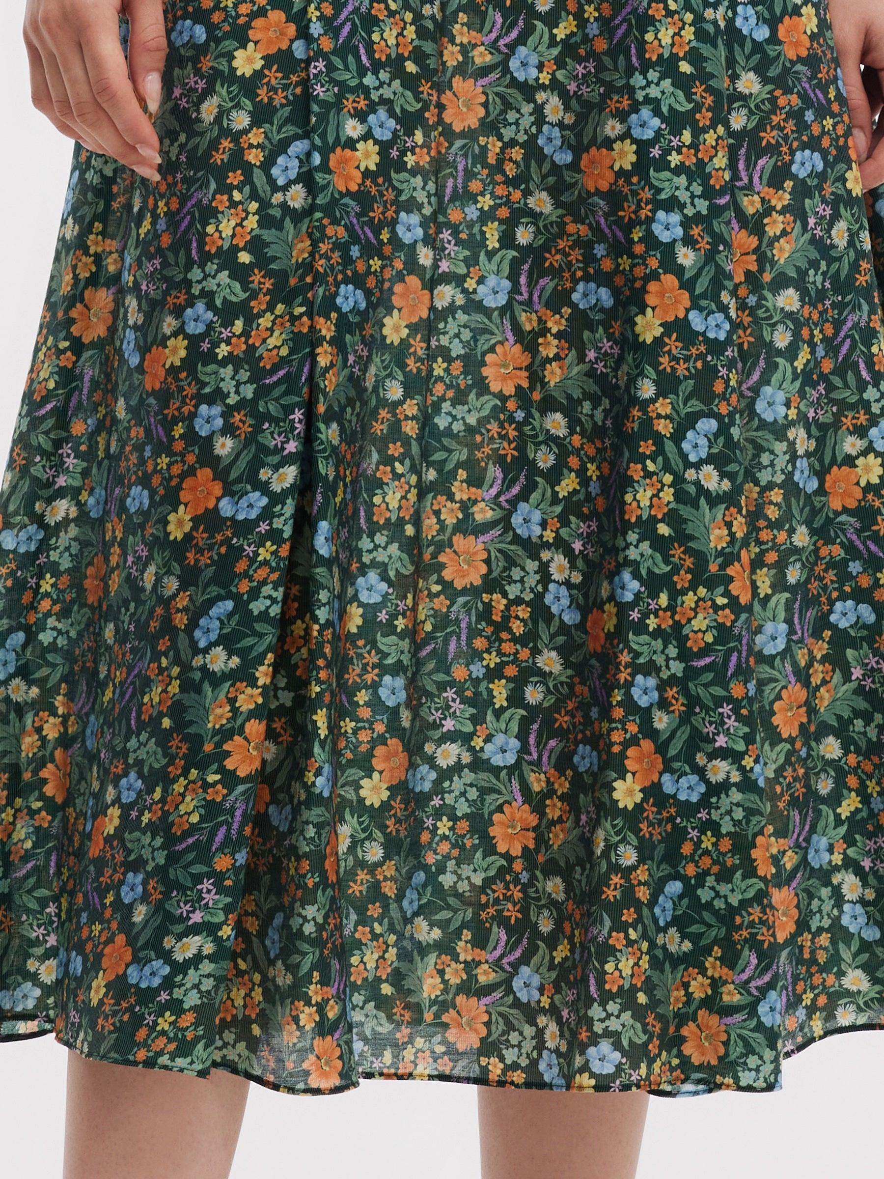 Tencel Blend Floral Print Women A-Line Skirt Product Image