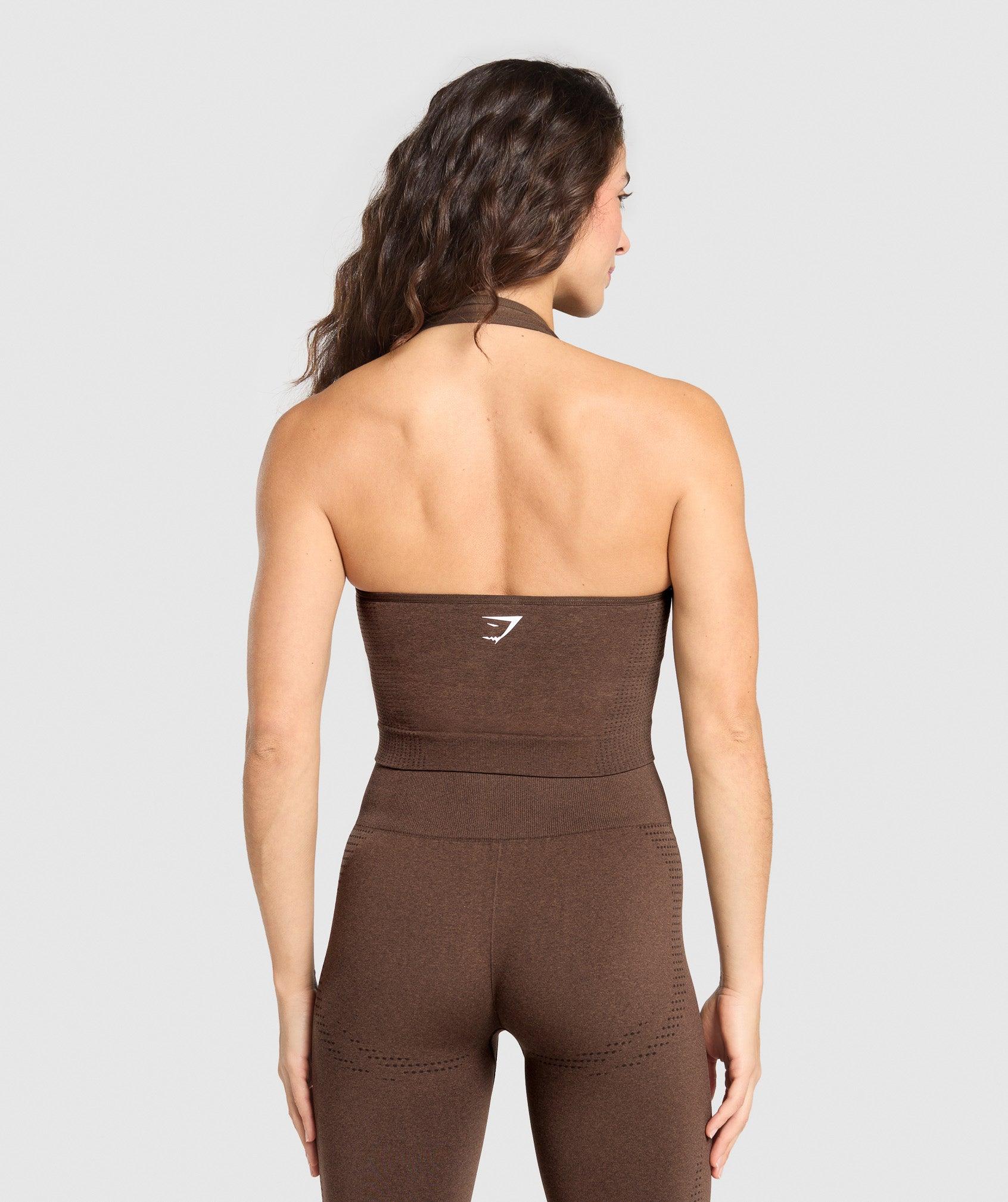 Gymshark Vital Halter Neck Tank With Shelf - Espresso Marl Female Product Image